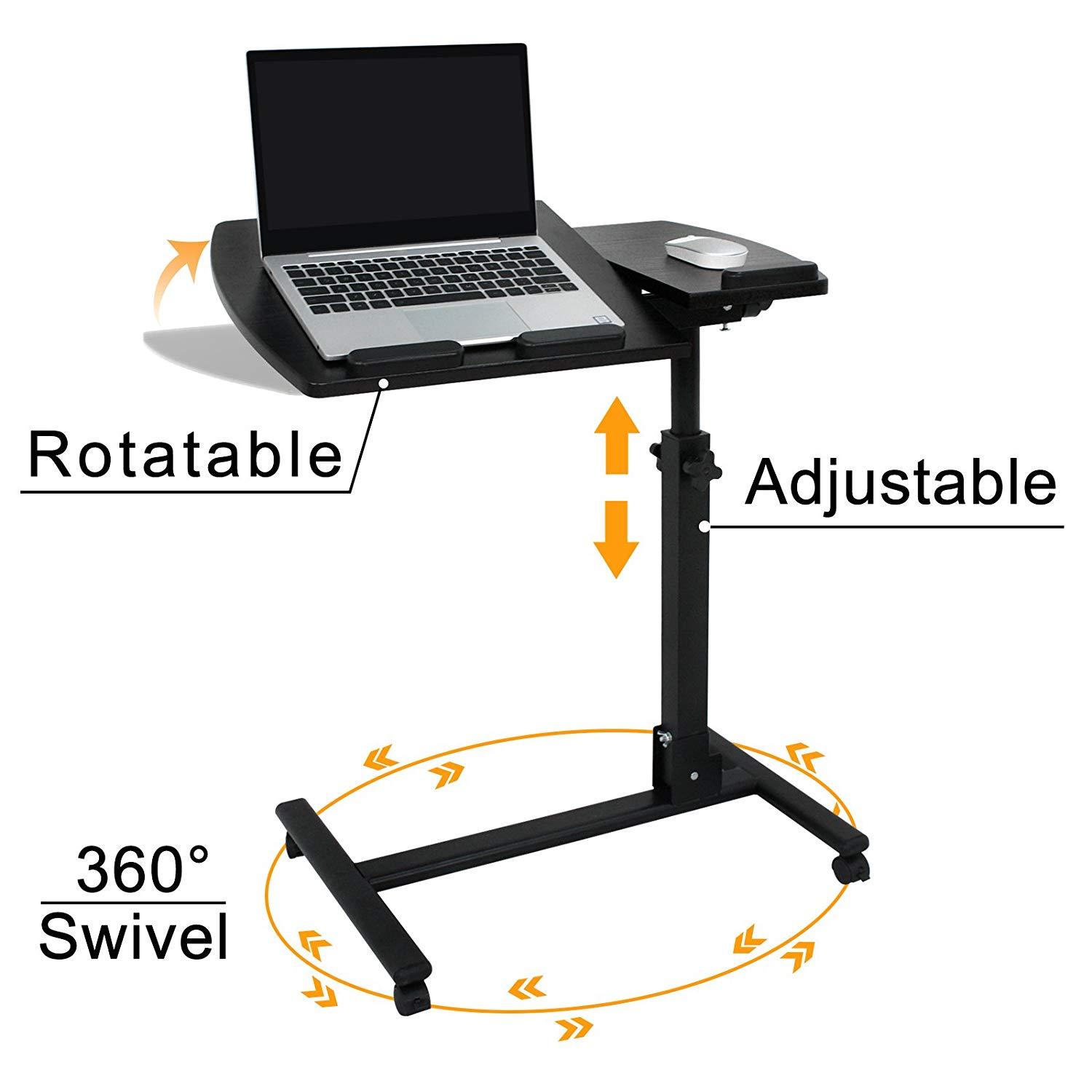 Rolling Laptop Angle Height Adjustable Overbed Sofa Desk Food Tray Table Stand