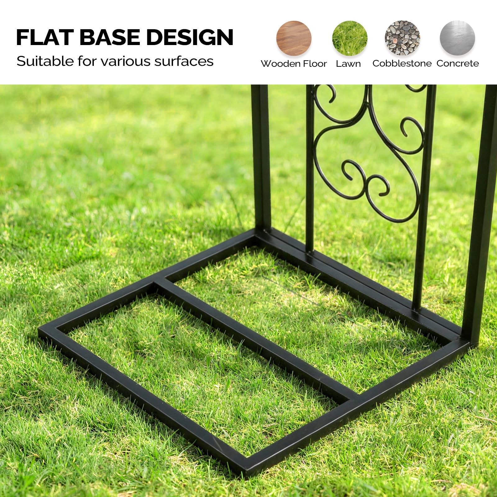Metal Garden Arch Trellis for Climbing Plants Outdoor Wedding Patio Decor Black