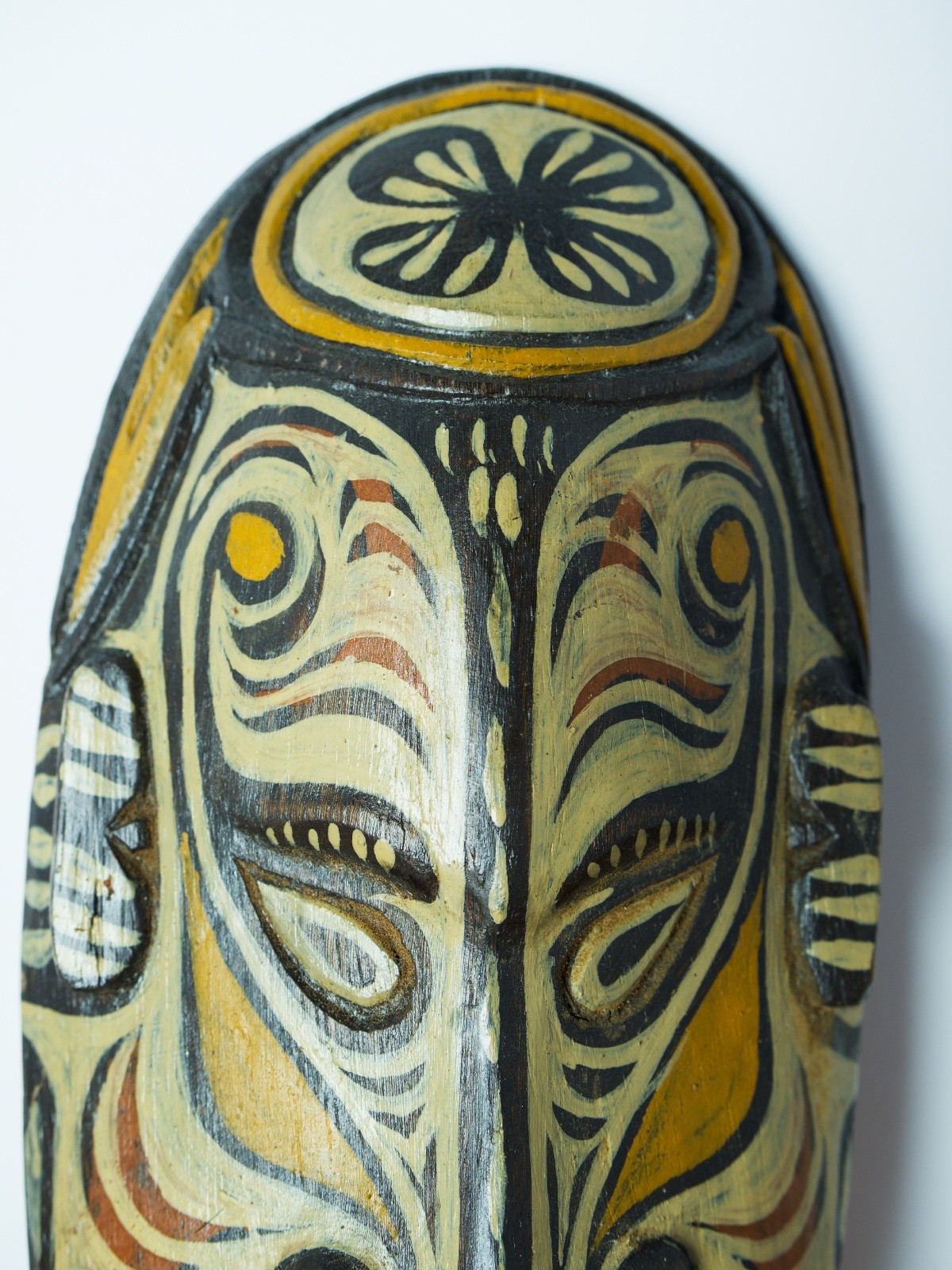9.5" Tall Papua New Guinea Tribal Mask | East Sepik | Hand Carved & Clay Painted