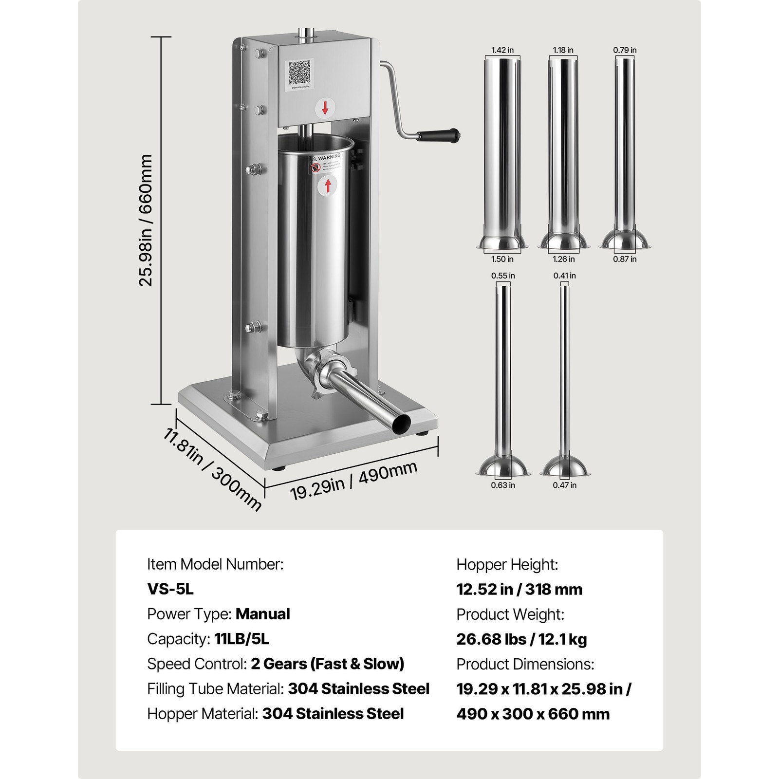 Uimoso Manual Sausage Stuffer 11 LBS / 5L Sausage Maker Meat Filler Machine