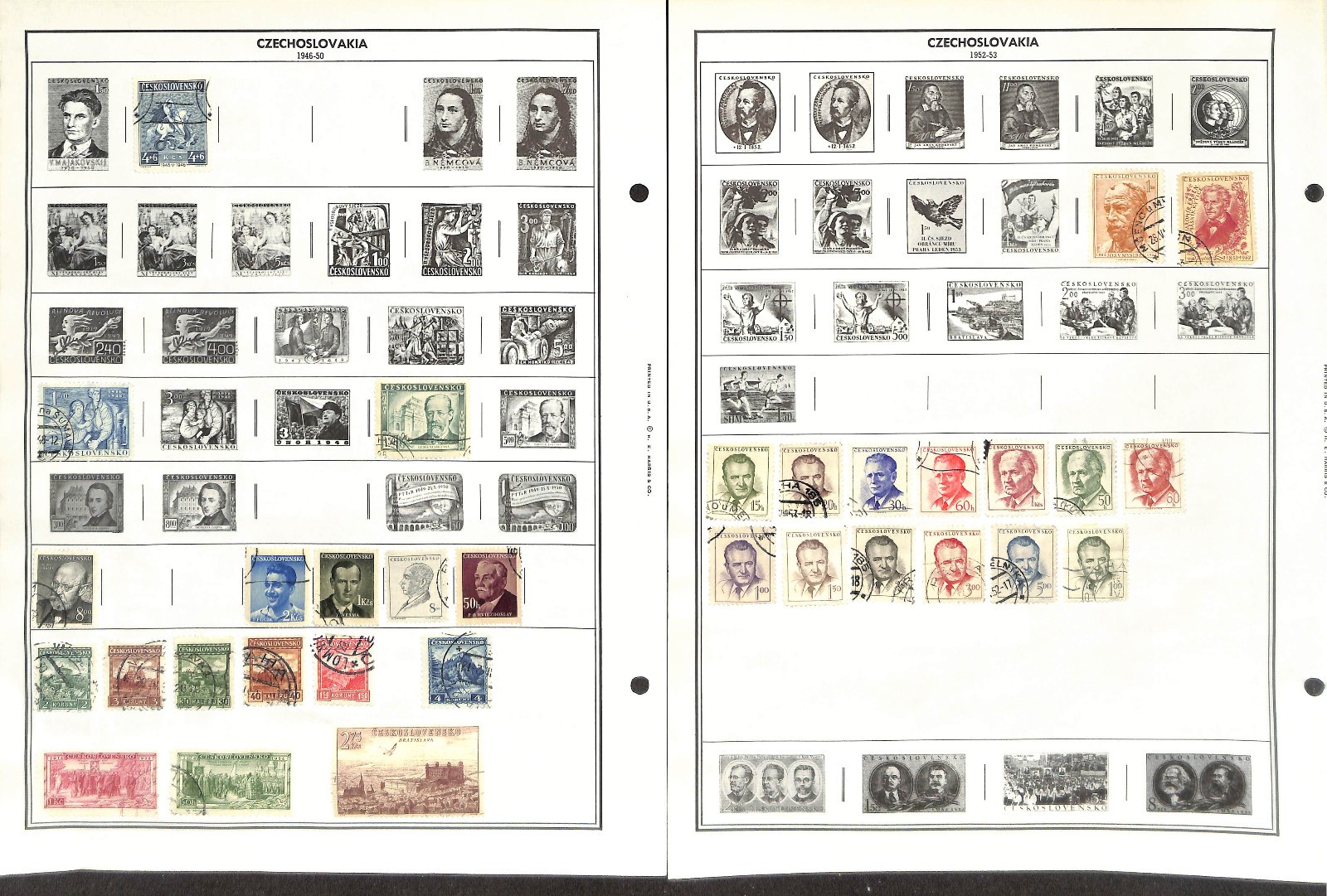 Czechoslovakia Stamp Collection on 50 Harris Pages, 1918-1983 (BK)