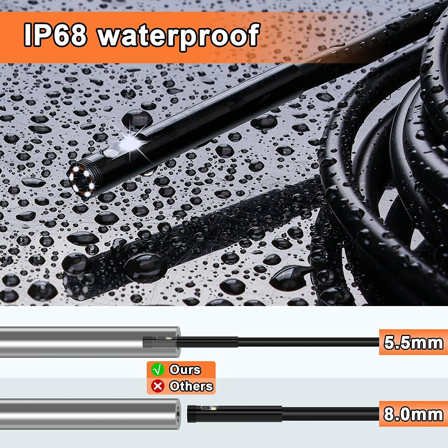 1080P Pipe Inspection Camera Endoscope Video Sewer Drain Cleaner Waterproof USB