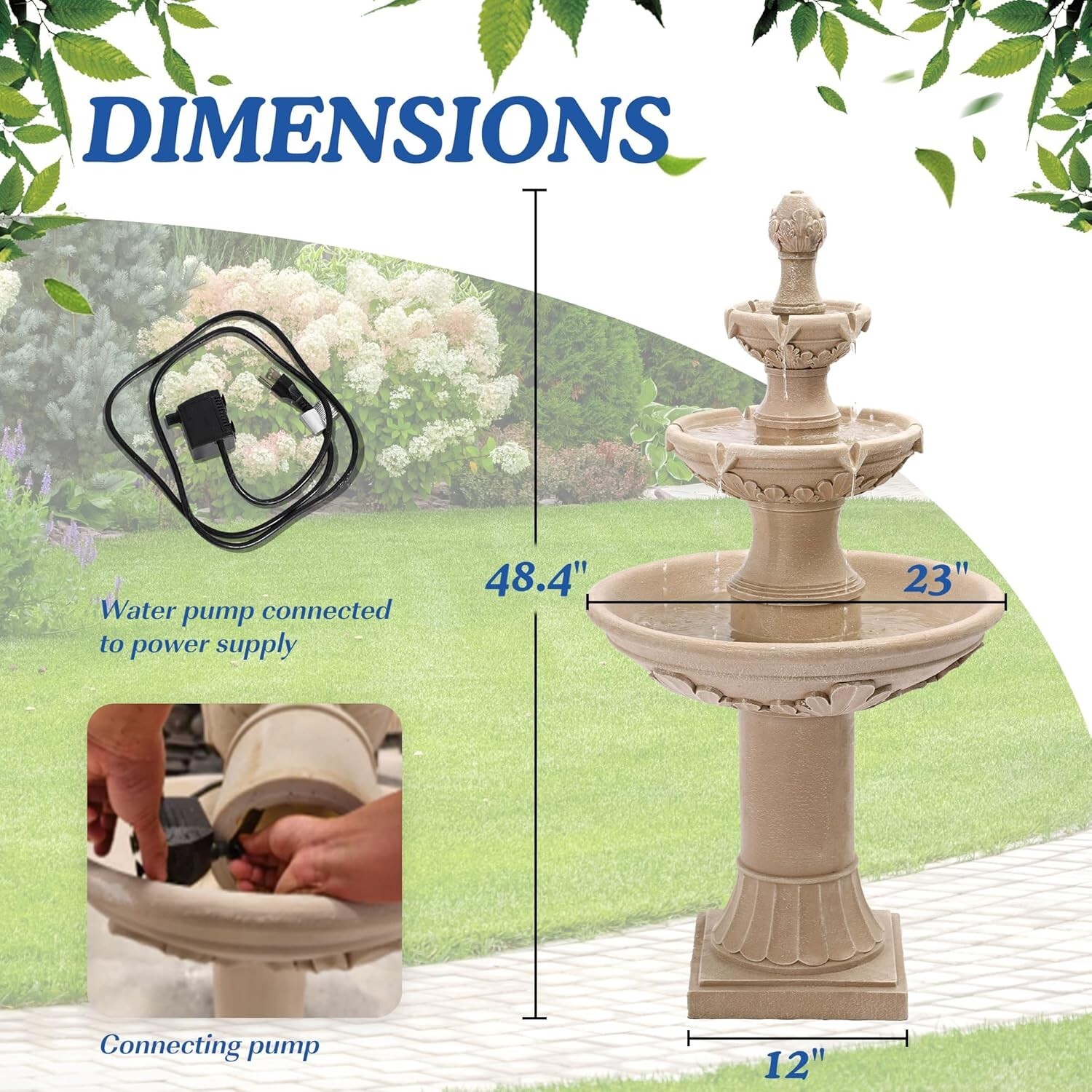 Italian Outdoor Water Fountains Garden Decor - 48.4''H Fountains and Waterfalls