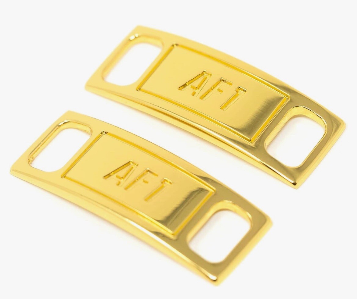 Nike AF1 Replacement Lace Tags Lace Locks Shoe badge Air Force Ones Dubraes Gold