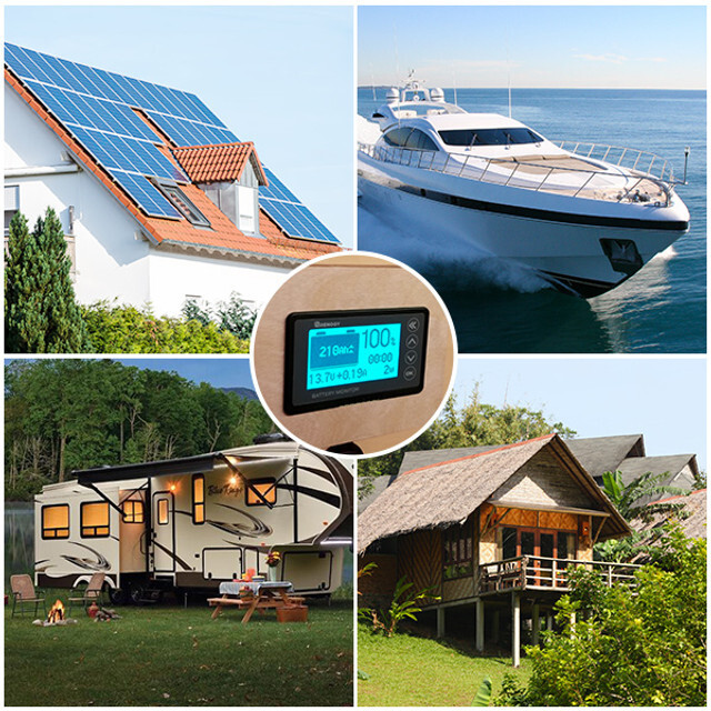 Renogy 500A Battery Monitor w/ Shunt Voltage Programmable Alarm 12V Tester