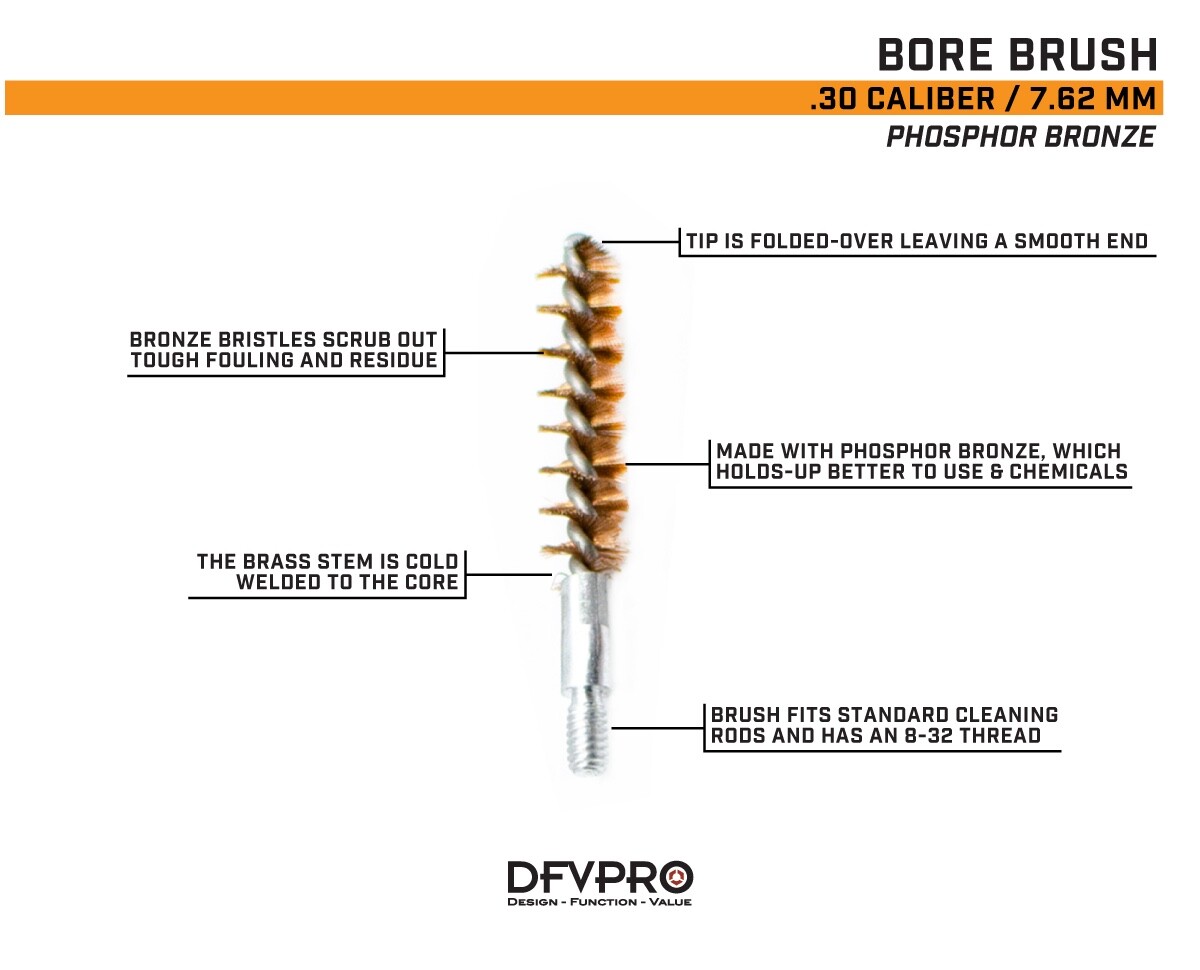 10 Pack- .30 Cal Phosphor Bronze Bore Brushes for Gun Cleaning and Maintenance