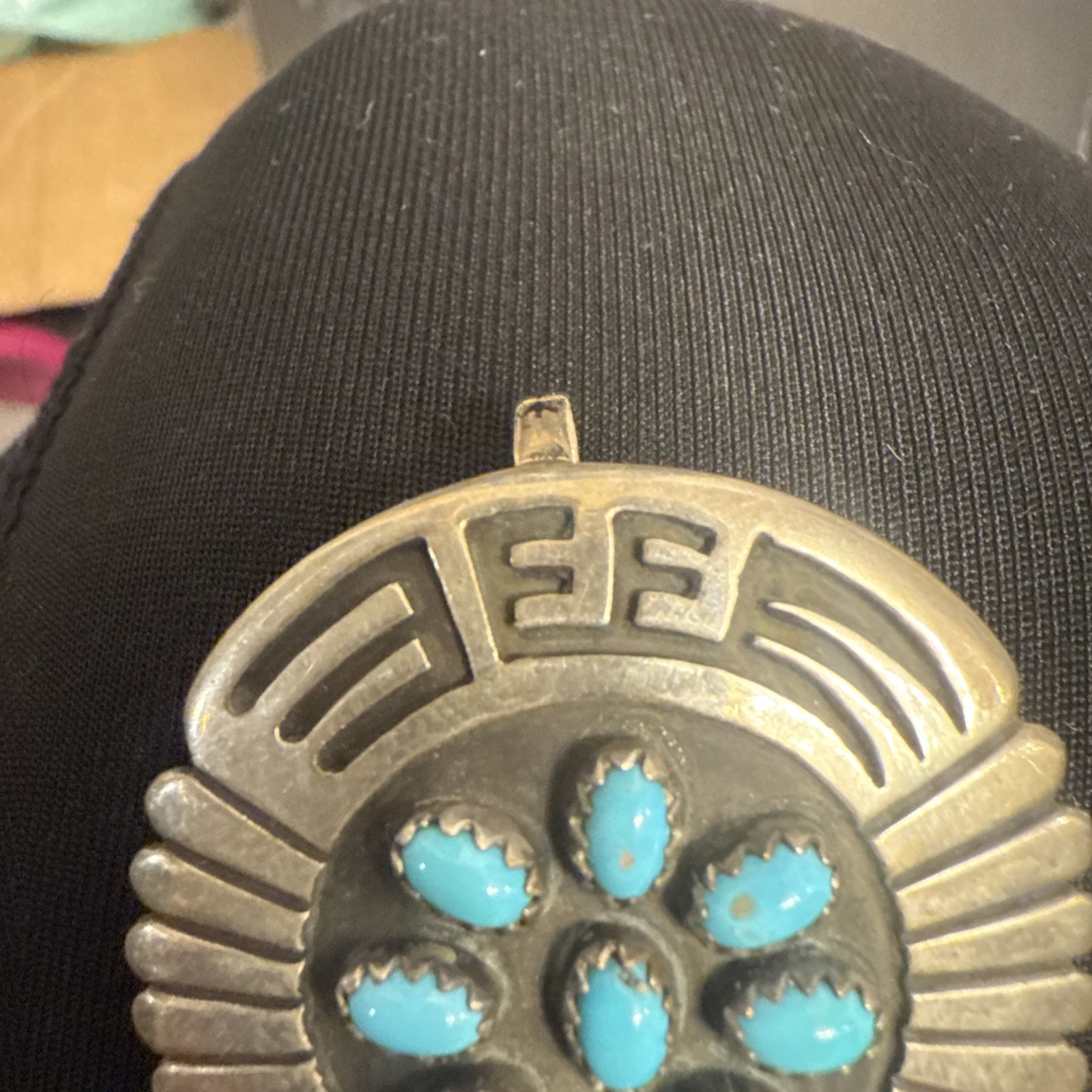 Sterling Silver Rosco Scott Turquoise Pendant Or Pin