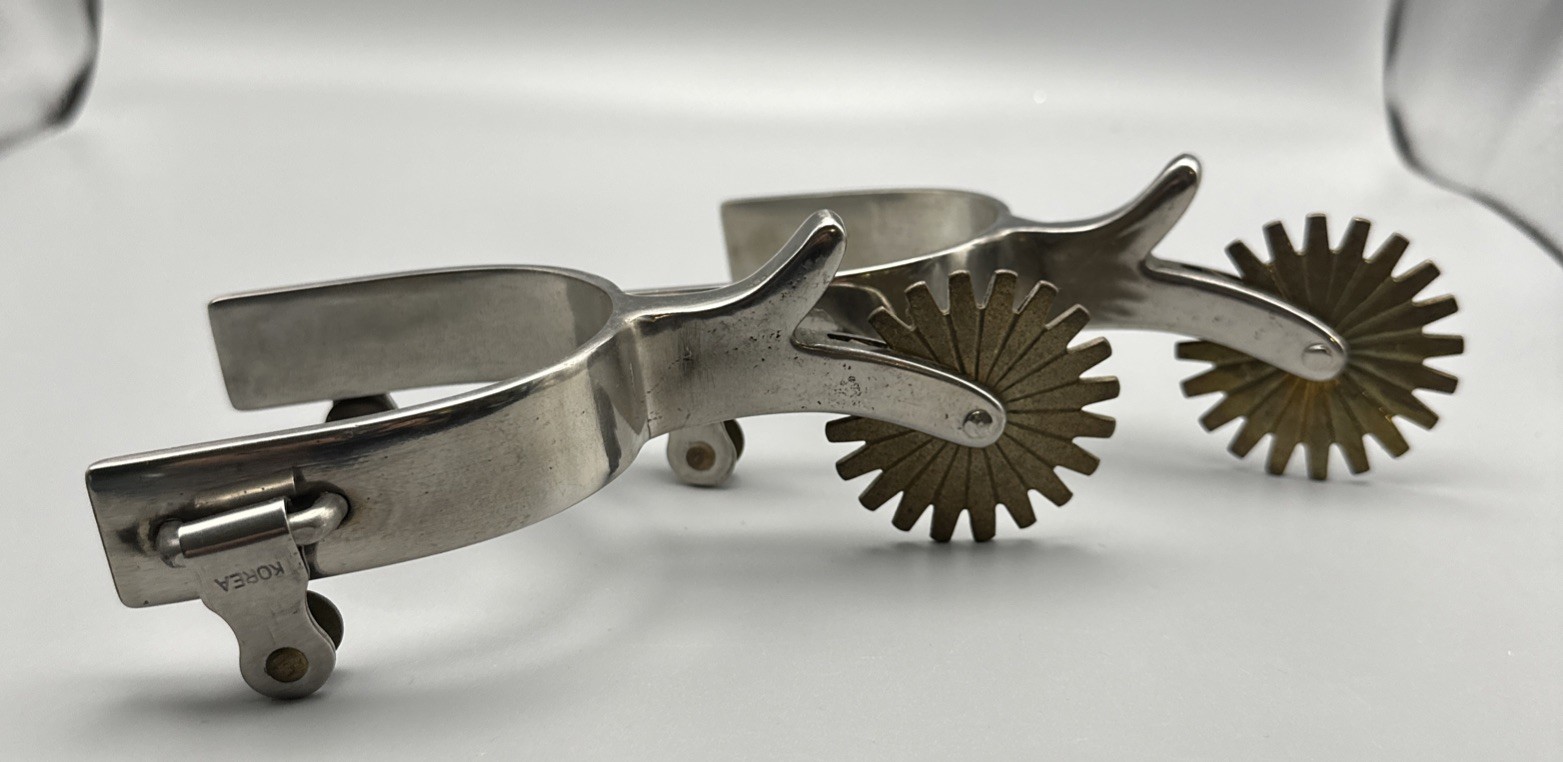 VTG Pair Of Western Spurs Brass Sunburst 20pt Rowels Korea