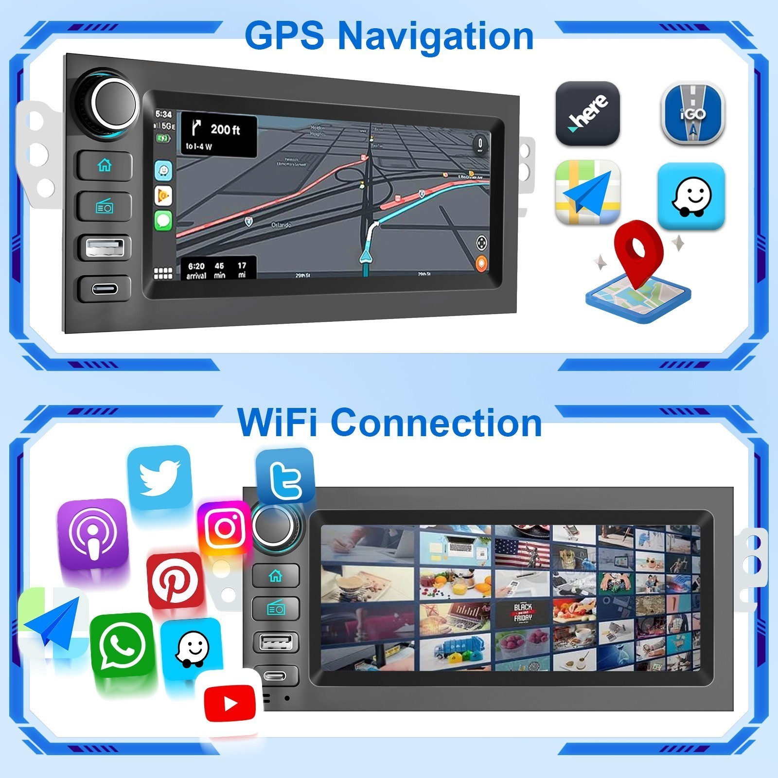 Plug play For GMC Jimmy Sonoma 1998-2001 Apple Carplay Car Stereo Radio GPS Navi