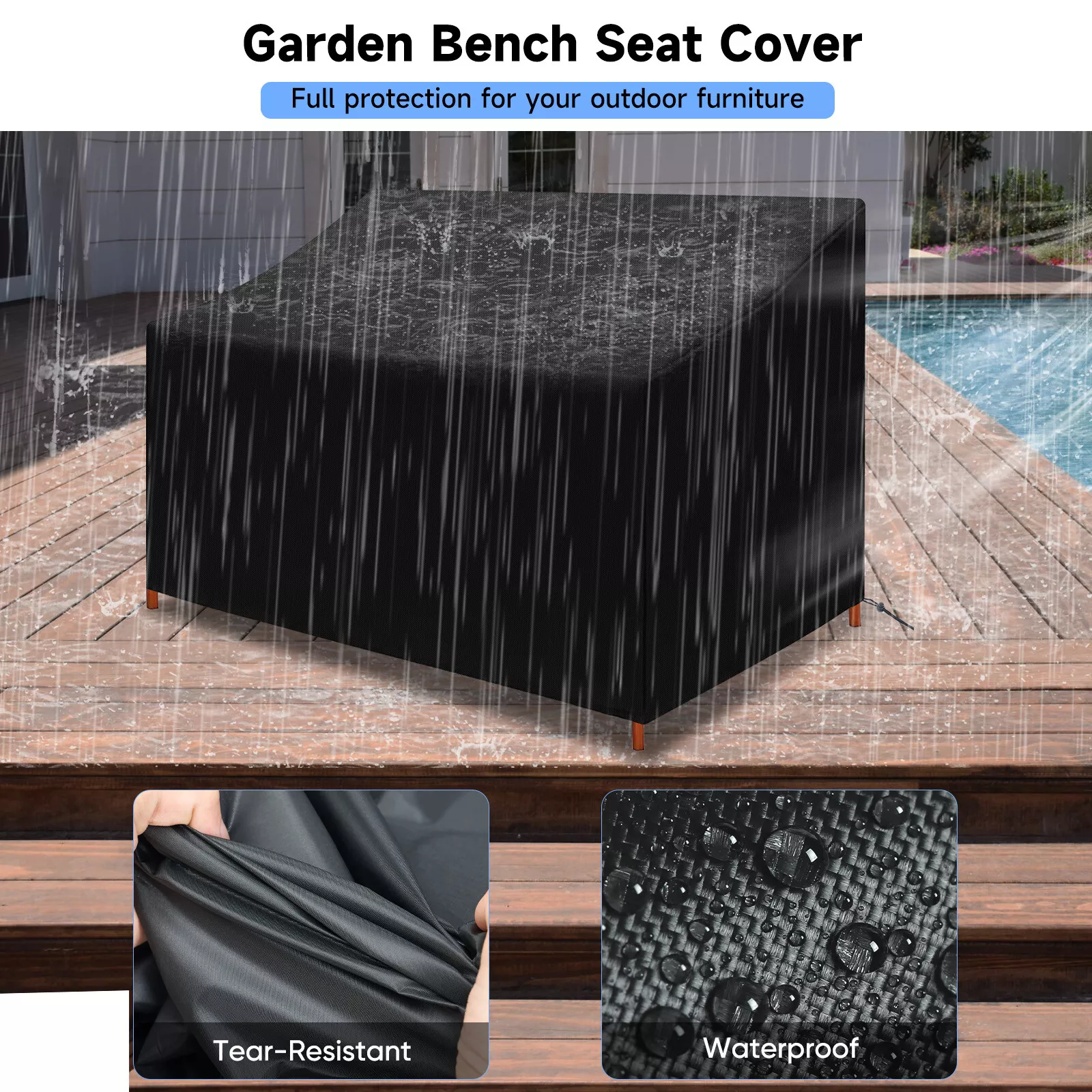 Waterproof Patio Loveseat Cover Outdoor Bench Furniture Sofa Couch 52Wx25Dx35H