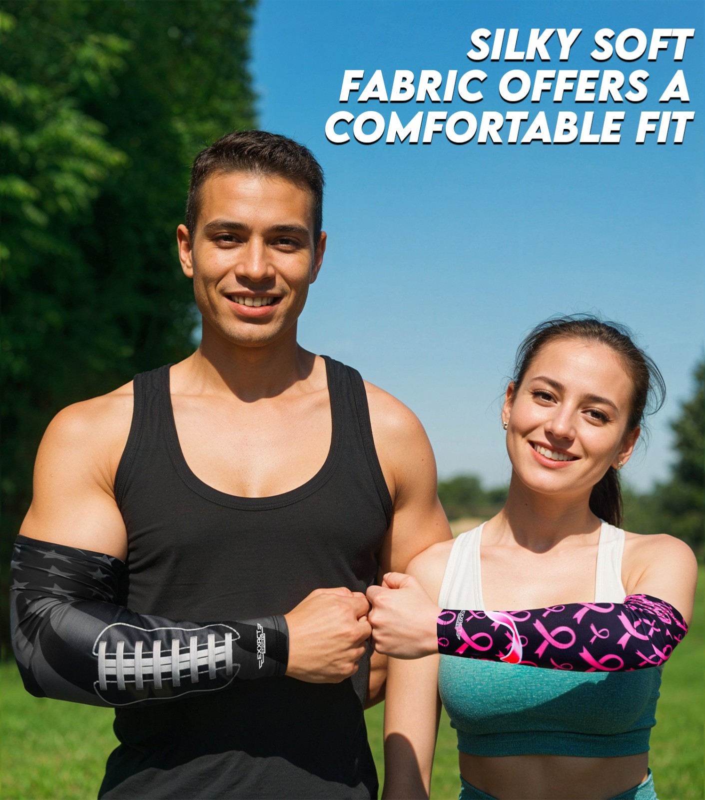 Exxact Sports Compression Arm Sleeves – 2 Pairs for Basketball, Football, Riding