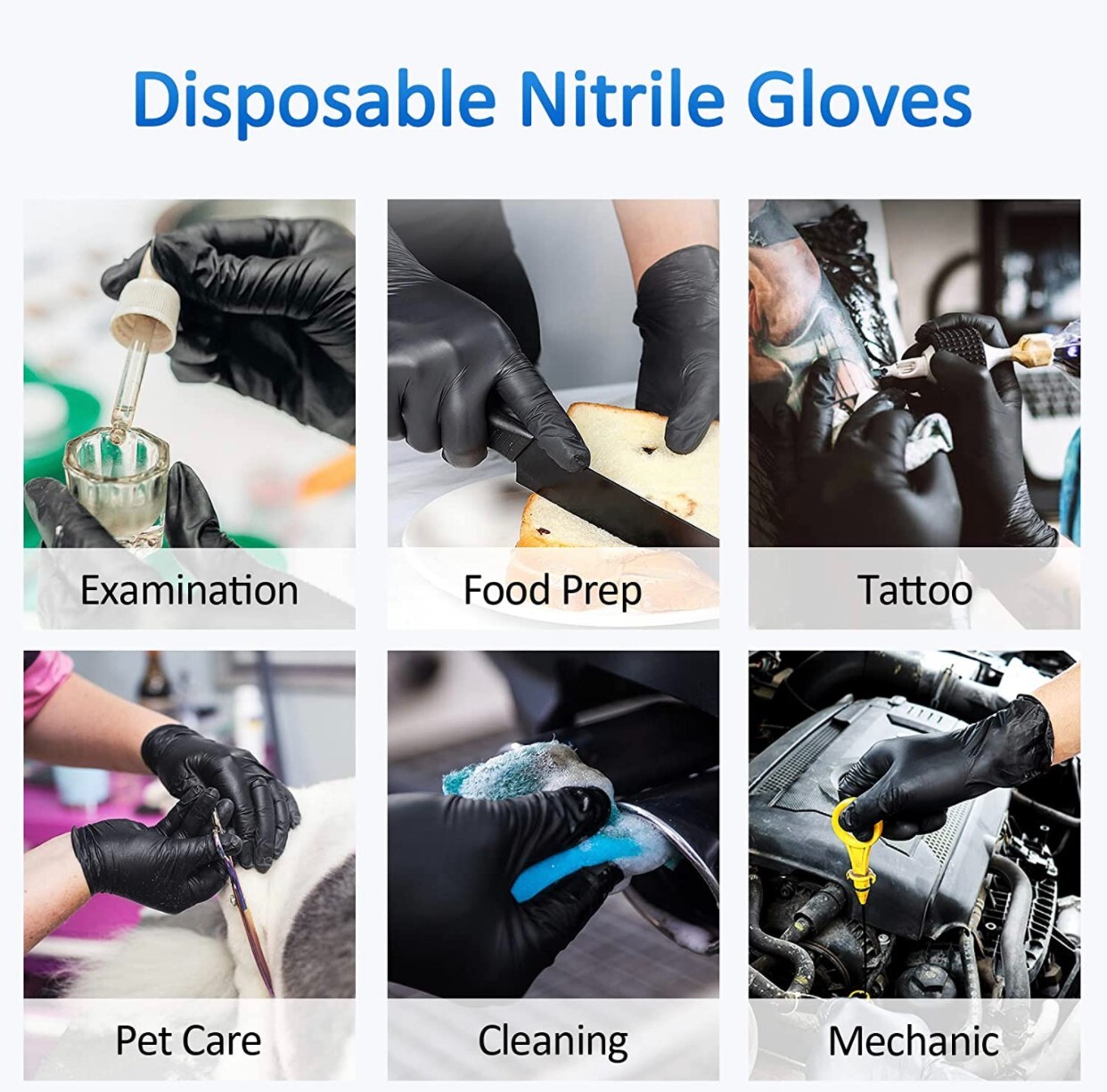 Schneider Black Industrial Disposable Nitrile Gloves 5 Mil Latex & Powder Free
