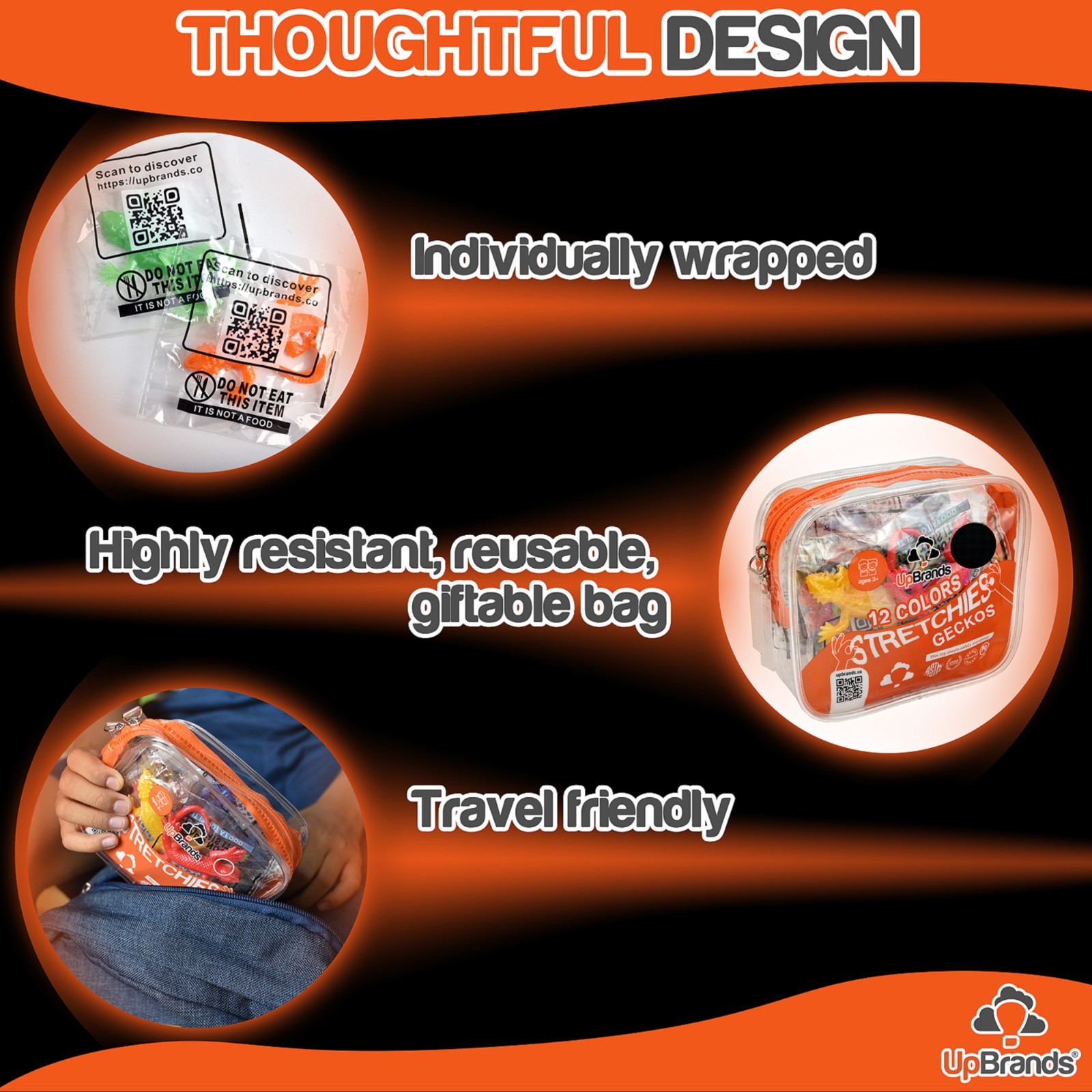 UpBrands 2880 Pack Bulk Super Stretchy Lizard Toys – 12 Colors, 3” Gecko Set