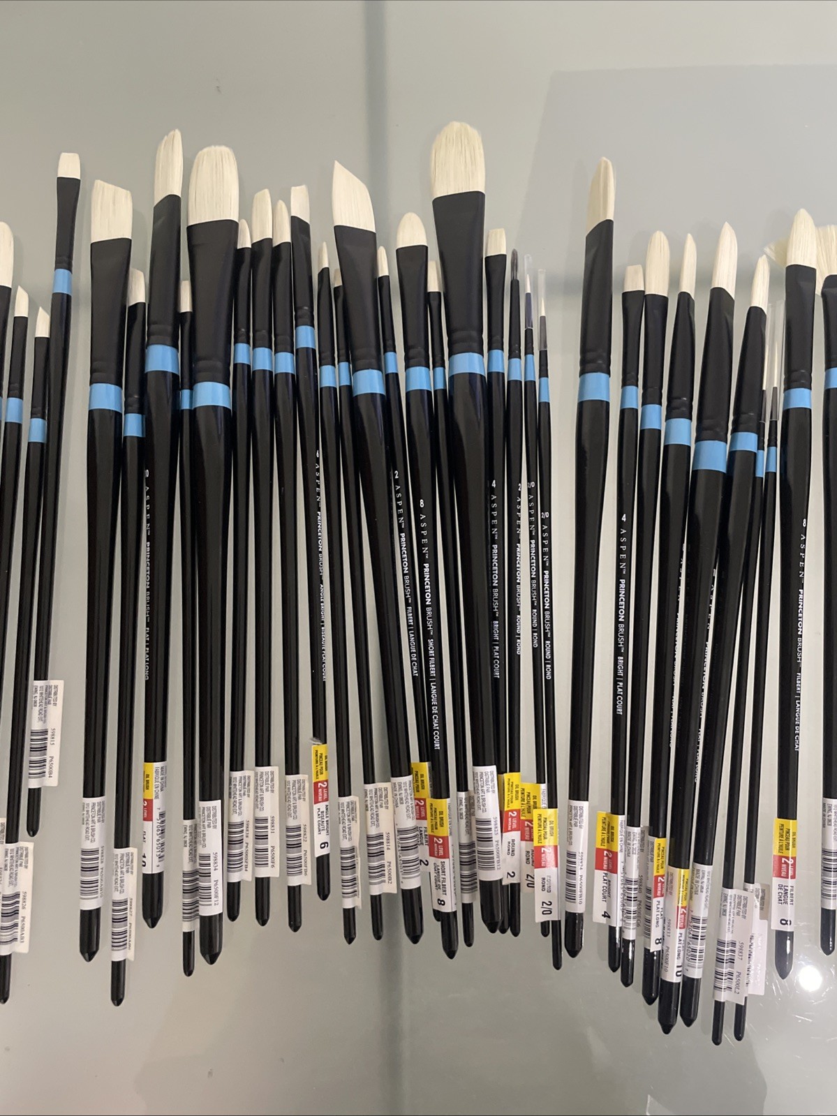 LOT OF 49 - Princeton Aspen Long Handle Oil Acrylic Synthetic Paint Brushes