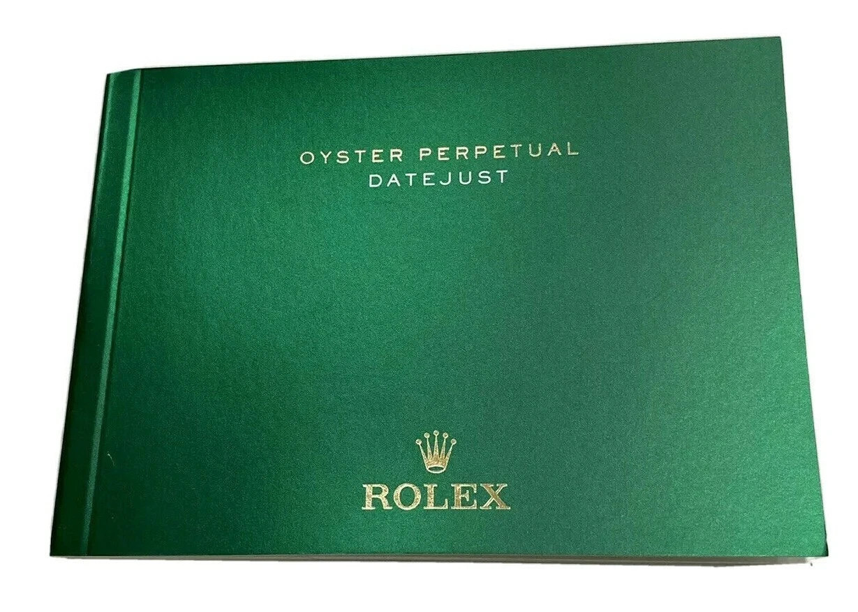 Authentic Rolex Datejust Booklet English + Rolex Green Tag + Card Holder