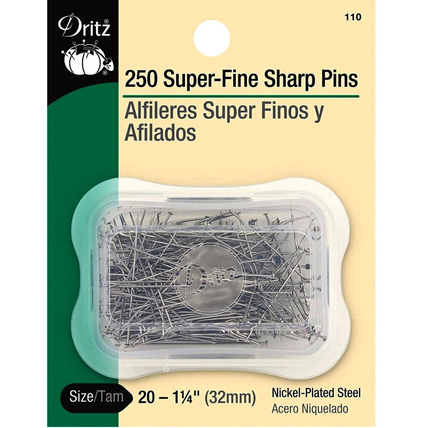 Dritz 250 Super-Fine Sharp Pins, Size 20, 1-1/4 Inch