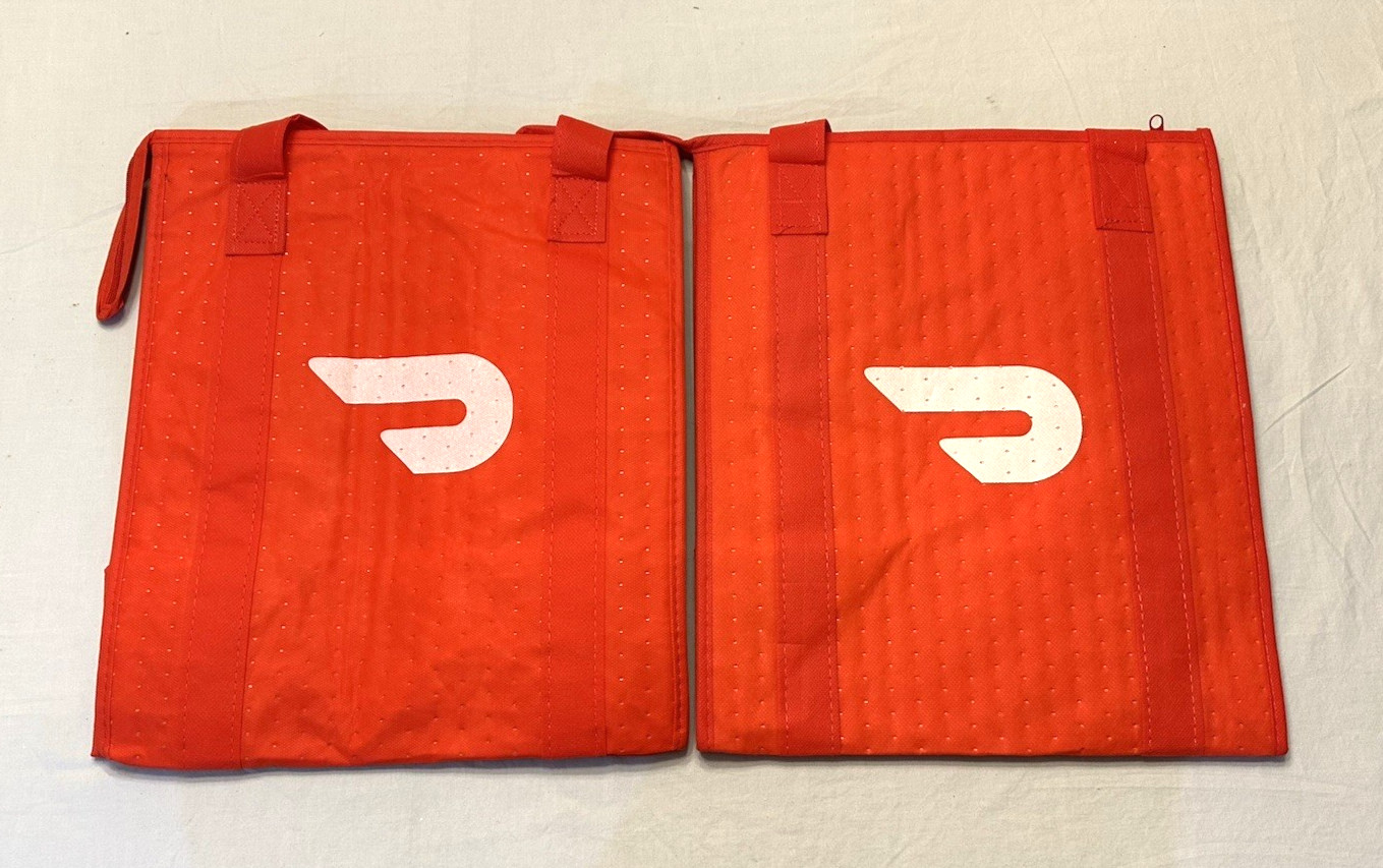 Lot of 5 ~ DOORDASH ~ 13x15x9 ~ Zippered Insulated Delivery Bag / Tote ~