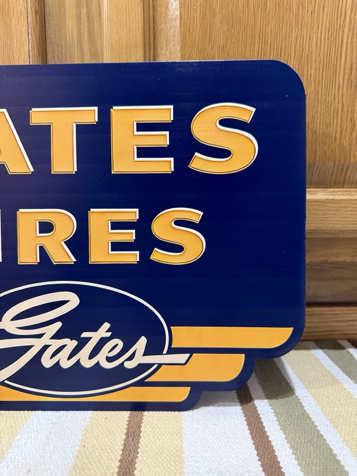 Gates Tires Flange Sign Gas Oil Garage Double Sided Vintage Style Wall Decor