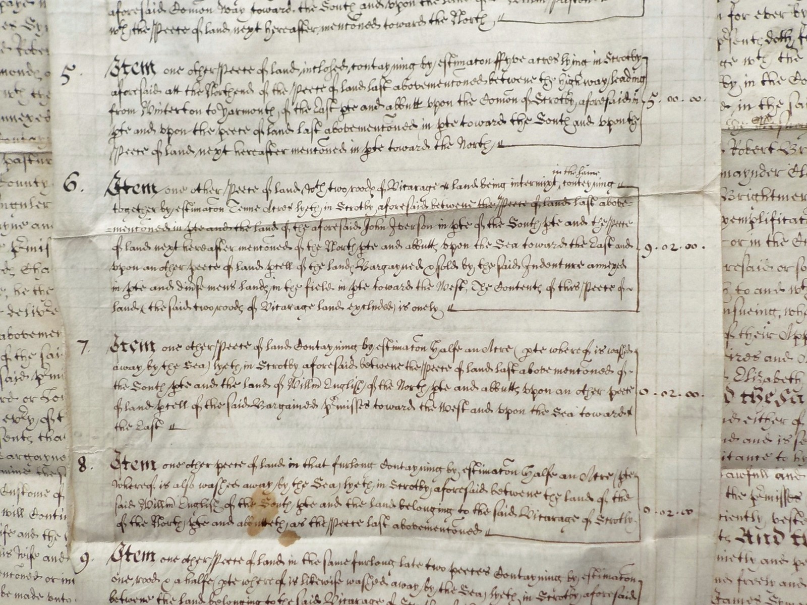 1657 Scratby Norfolk 17th century Vellum Deed Indenture detailed Vellum Schedule