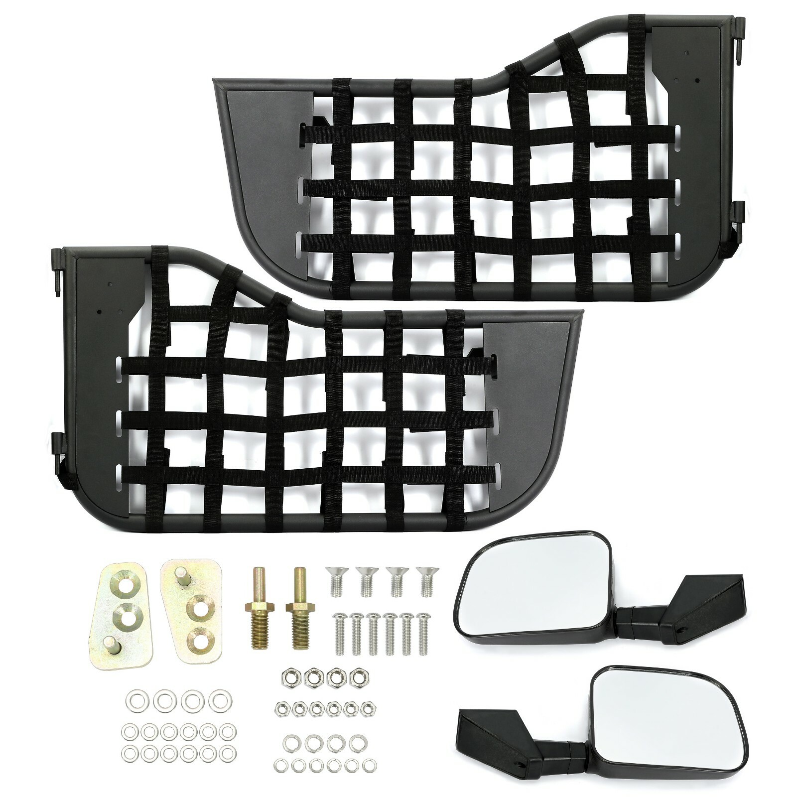 Black Tubular Trail Door With Side Mirror For 1976-1995 Jeep CJ7/YJ Wrangler 2DR