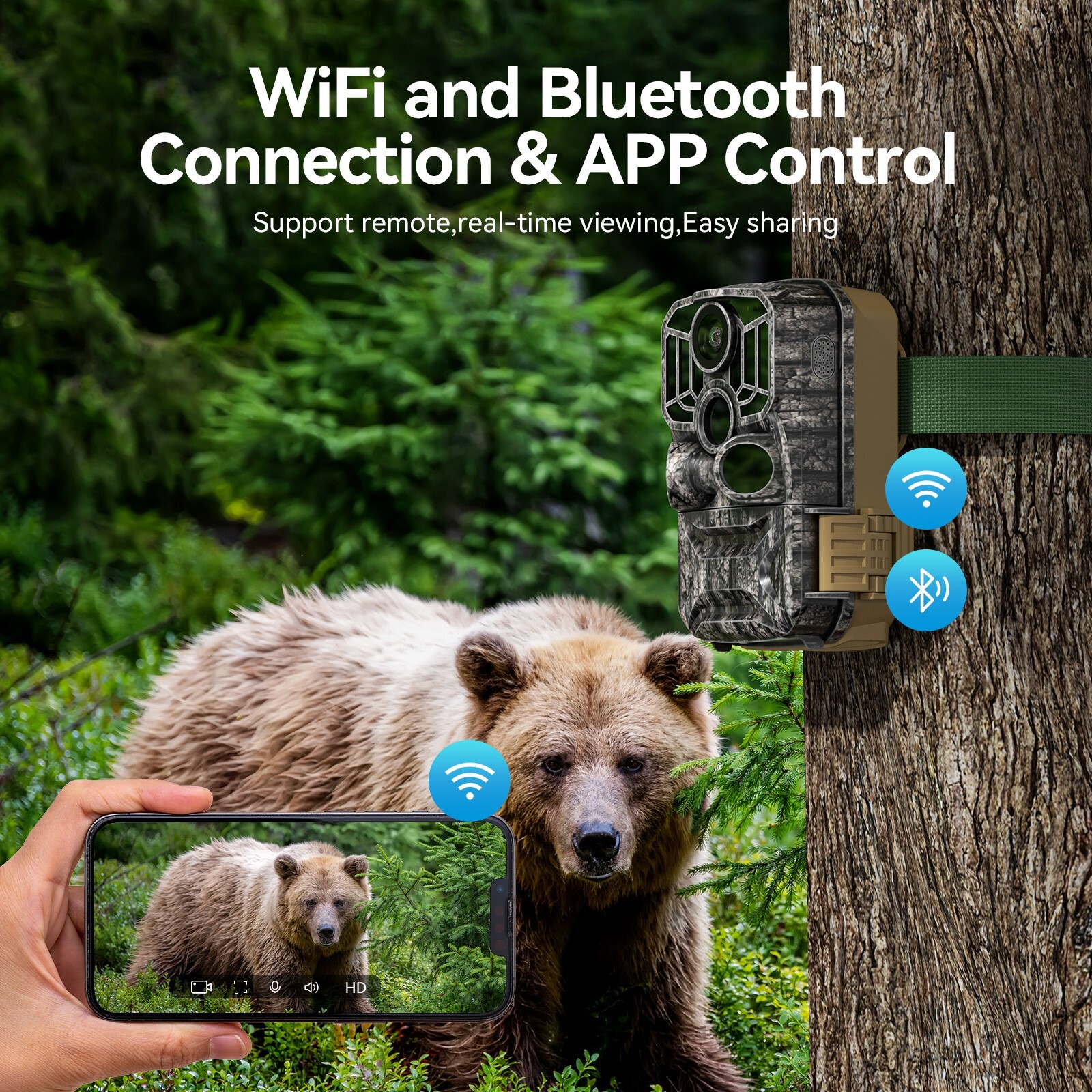 Trail Camera with Night Vision 0.1s Trigger Waterproof for Wildlife Tracking 4K