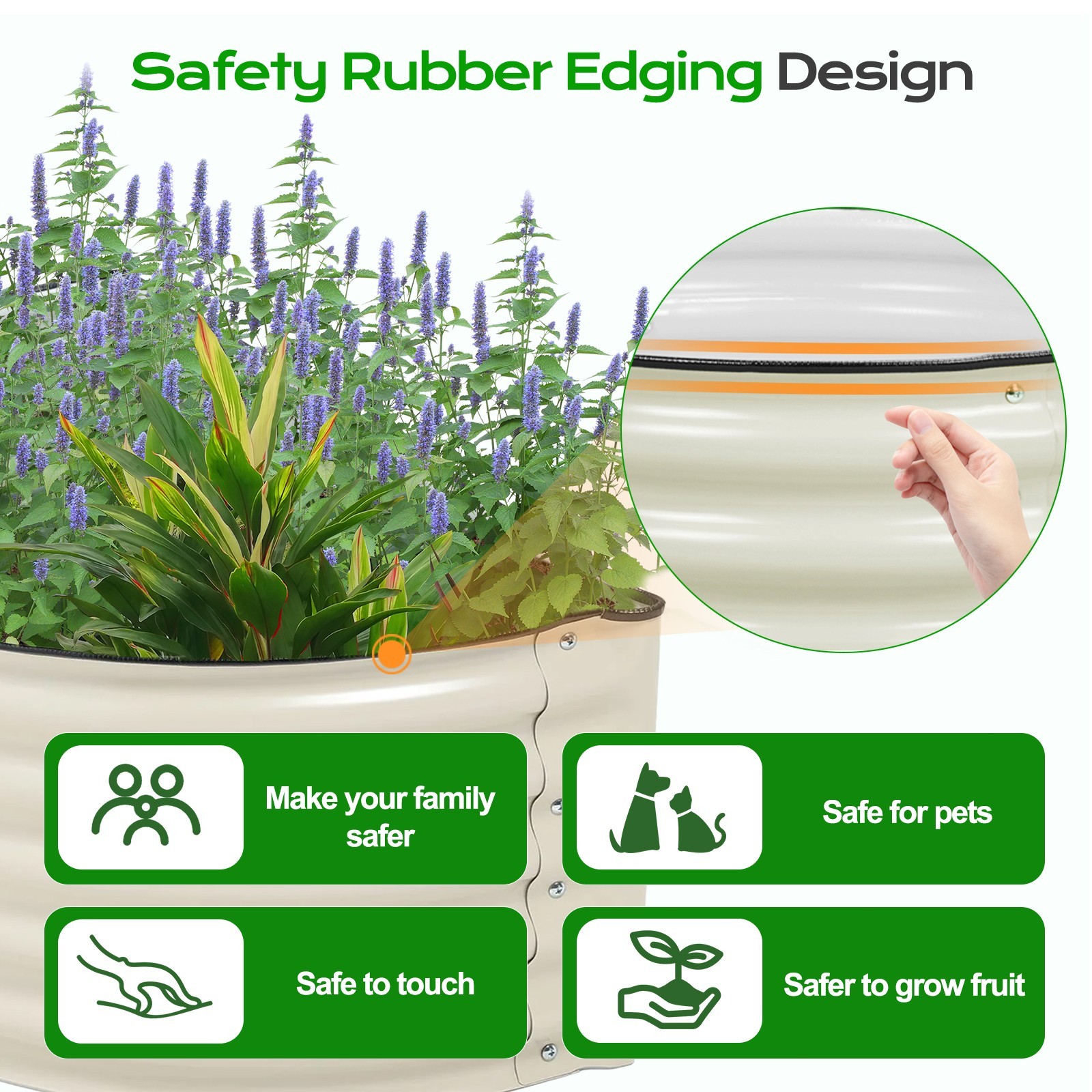 Aoodor 42" L x 24" W x 17" H Half Moon Galvanized Raised Garden Bed Set of 2