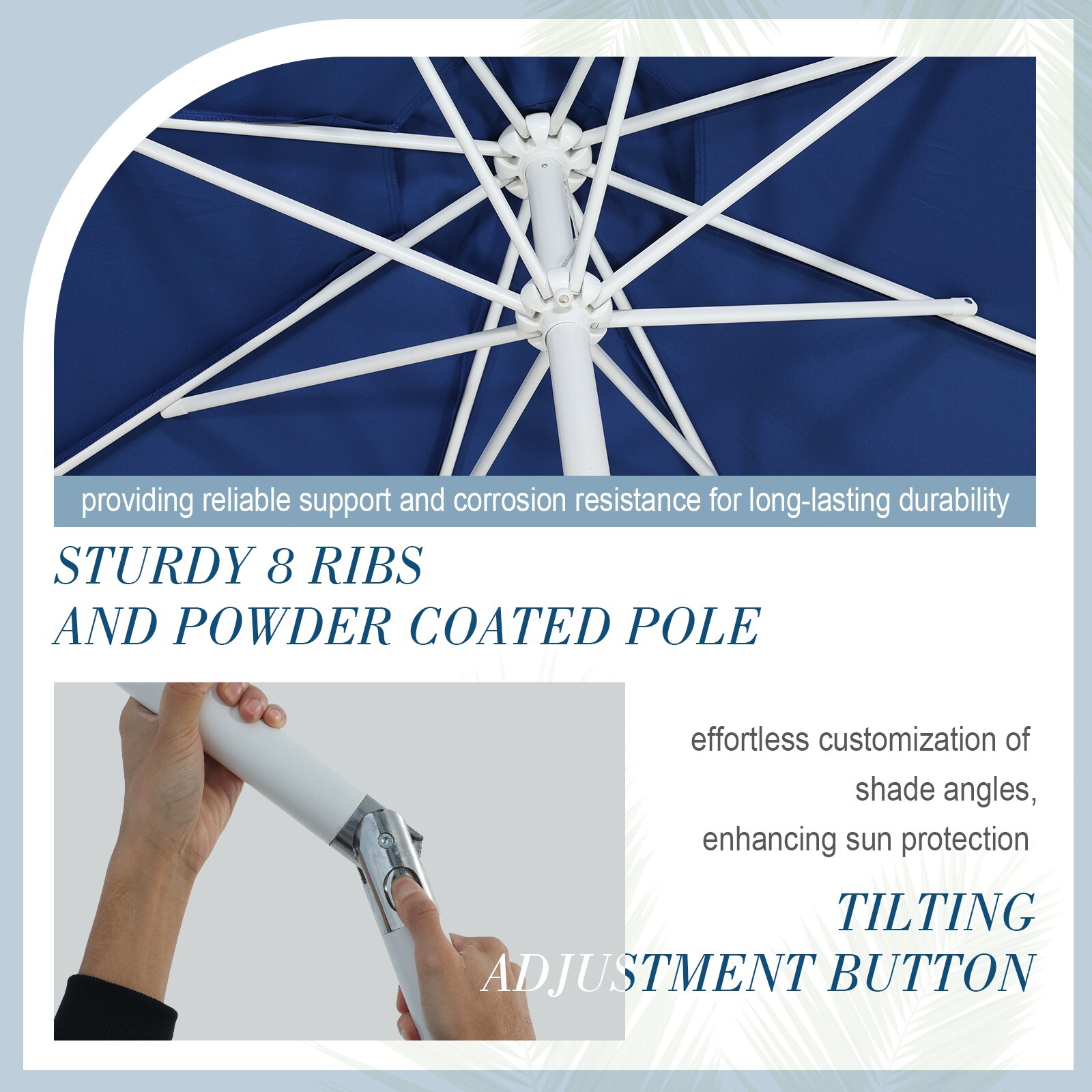 Aoodor 9FT Outdoor Patio Market Umbrella Aluminum Frame,UV Protection Waterproof