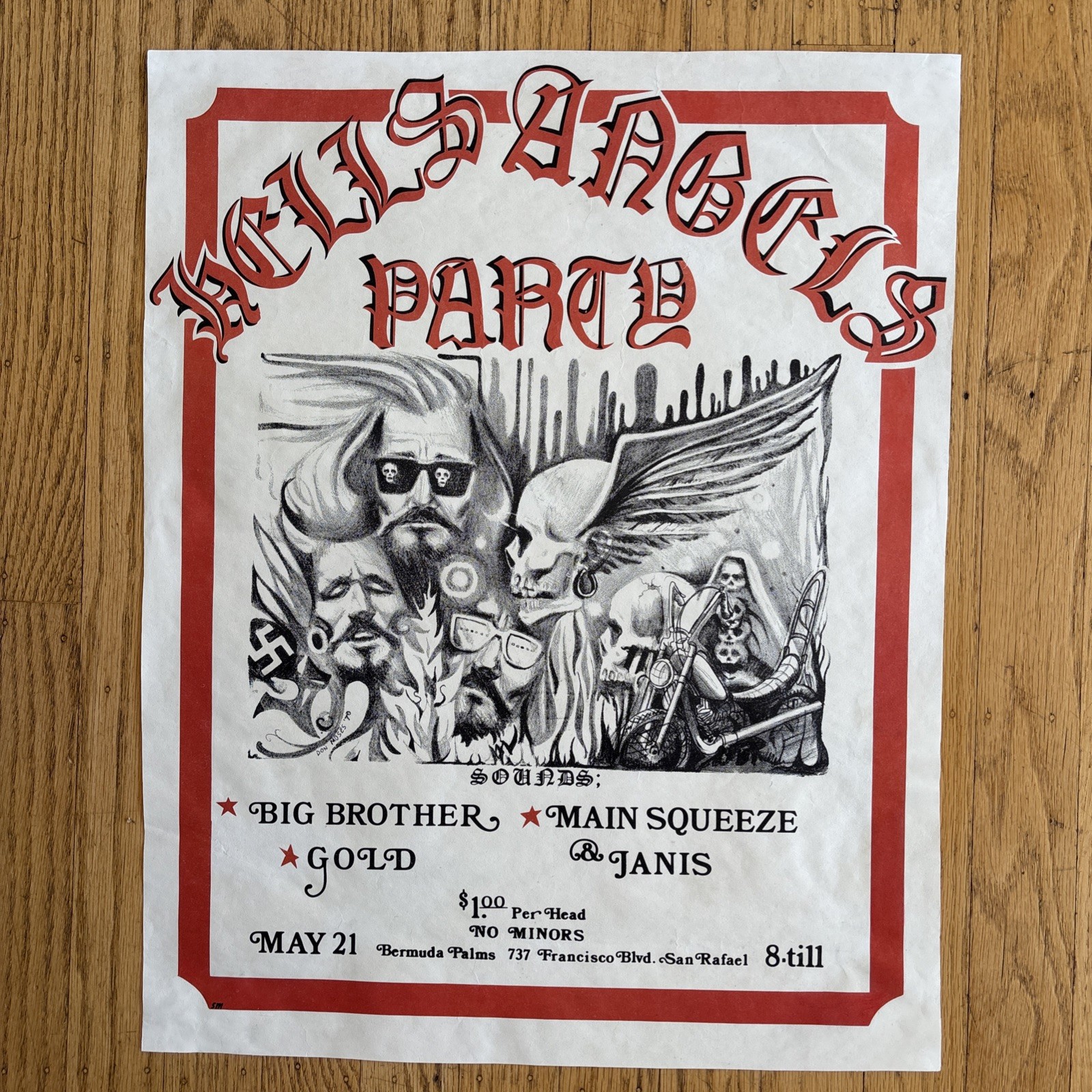 Fillmore Poster era Hells Angels Big Brother Janis Joplin 1970