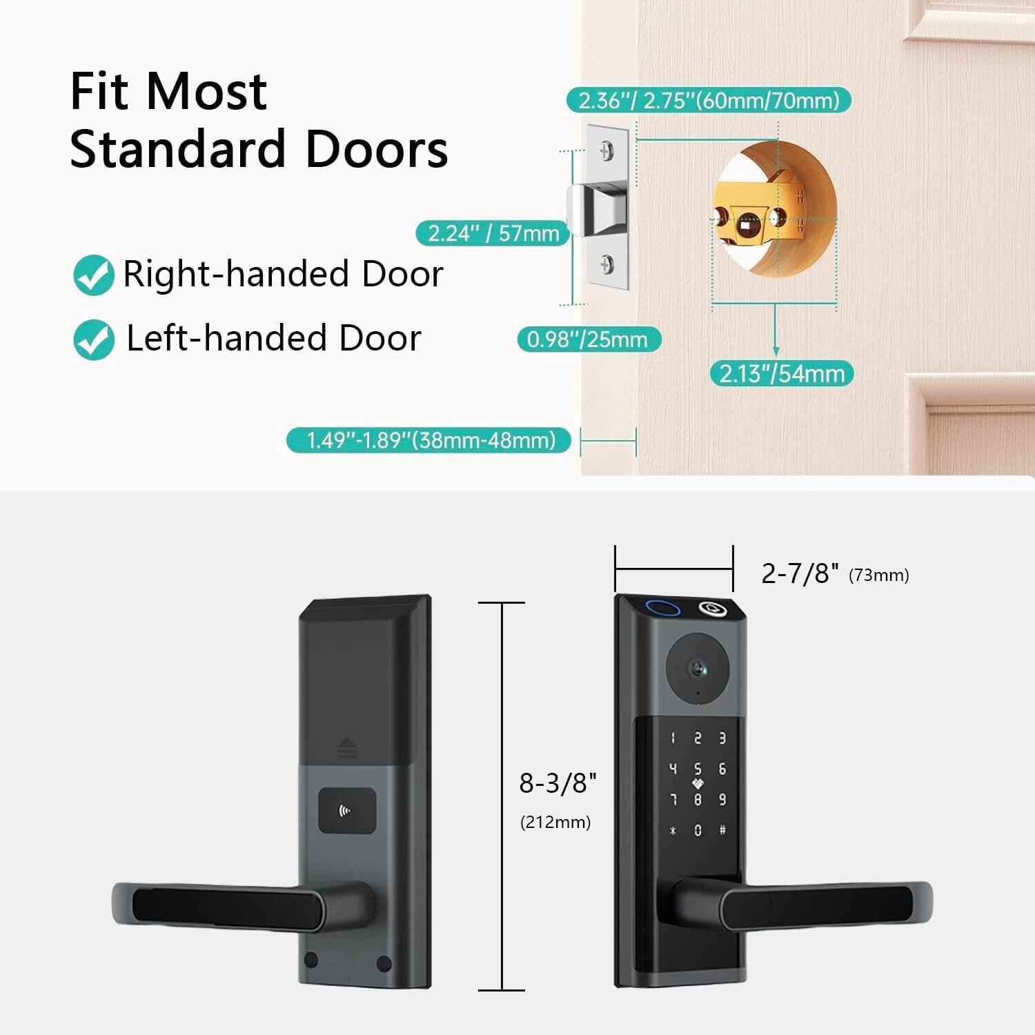 WiFi Door Lock with Camera, Deadbolt Smart Lock with Video Doorbell Keyless Lock