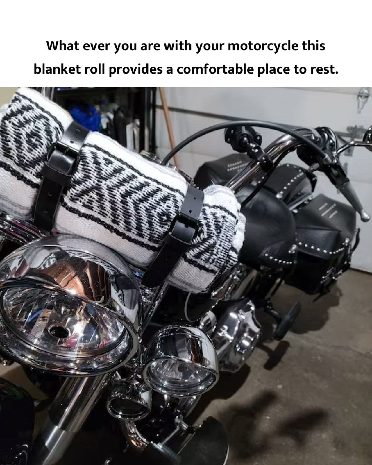 Black Genuine Leather Blanket Roll / Bed Roll Strap With A Blanket (Grey)