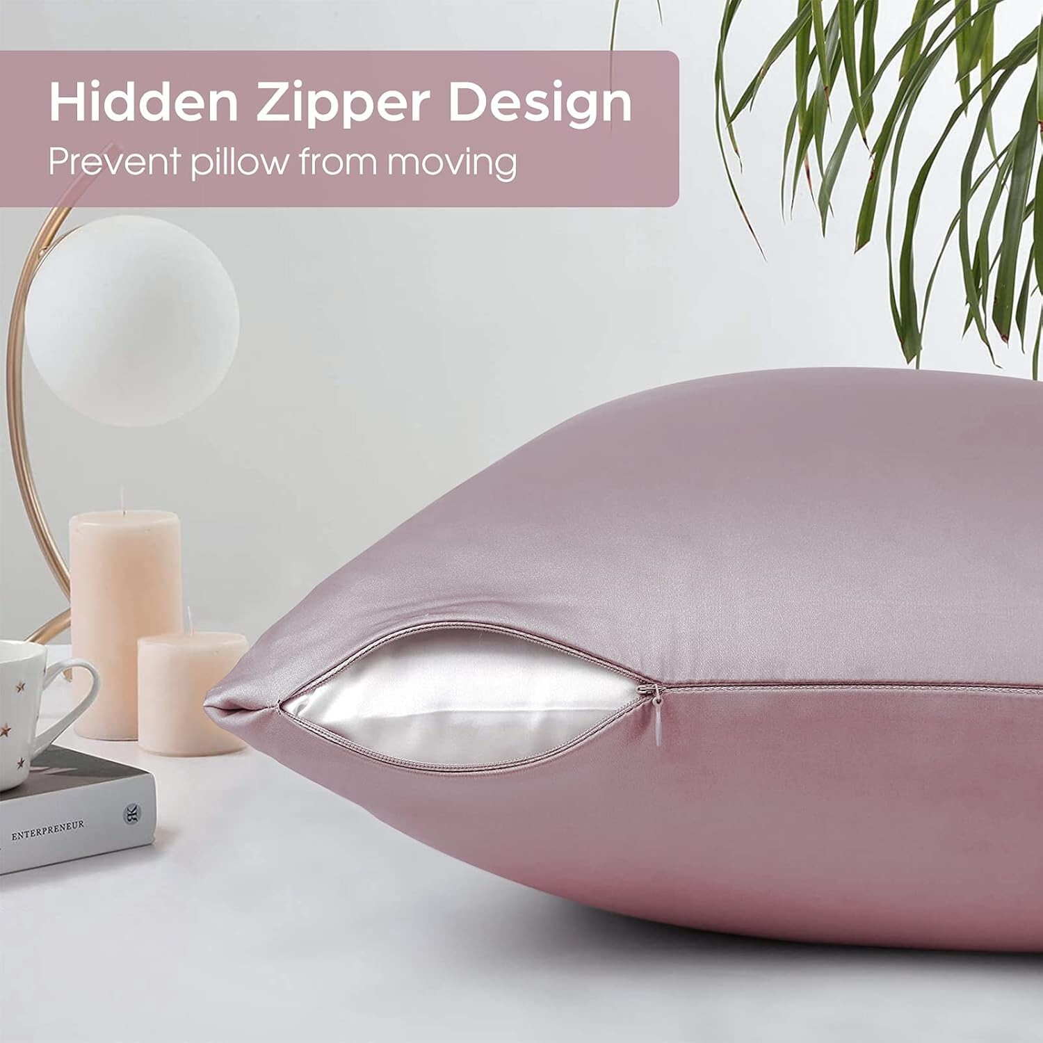 100% Mulberry Silk Pillowcase 25 Momme - Hair & Skin Friendly, Hidden Zipper New