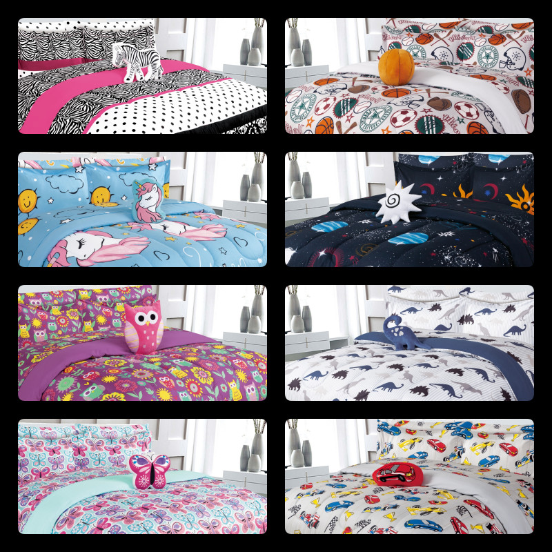 6/8PC TWIN/FULL KIDS COMFORTER COMPLETE BEDDING SET MANY DESIGNS BED IN A BAG