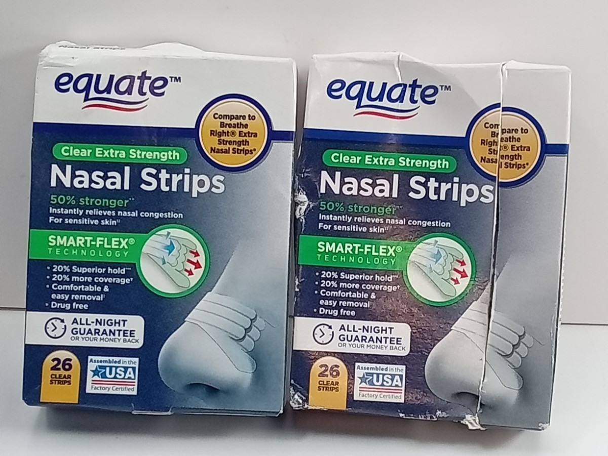 2 Equate Extra Strength Clear Nasal Strips, 26 Clear Strips EACH