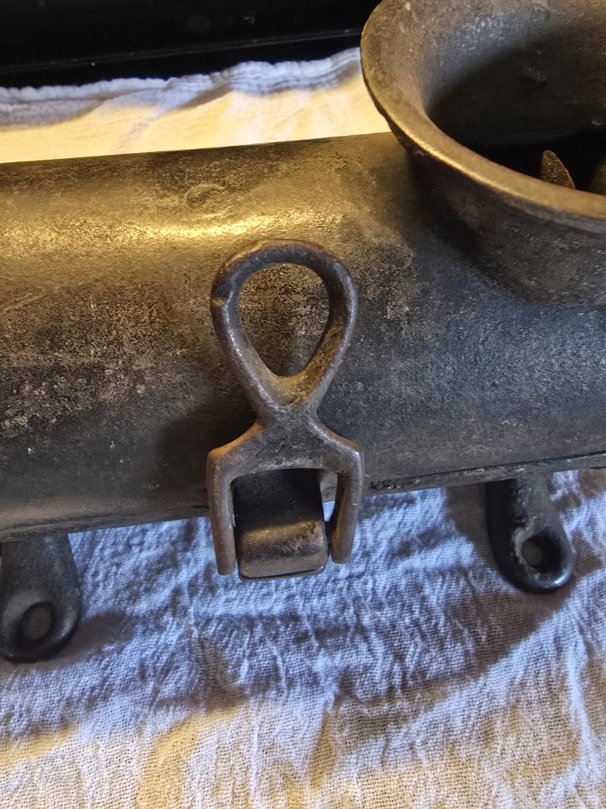 Primitive Cast Iron Tobacco Shredder Cutter Grinder Wood Handle Large