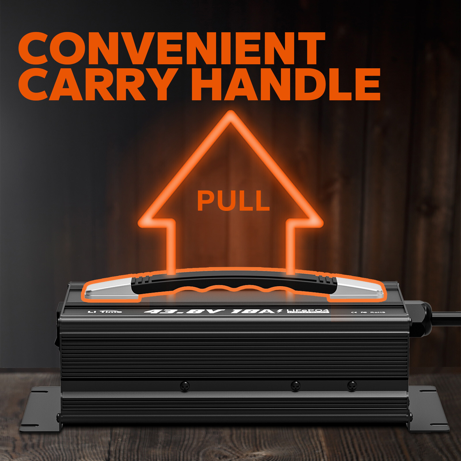 LiTime 36V(43.8V) 18A AC-DC Smart Lithium LiFePO4 Battery Charger Mountable