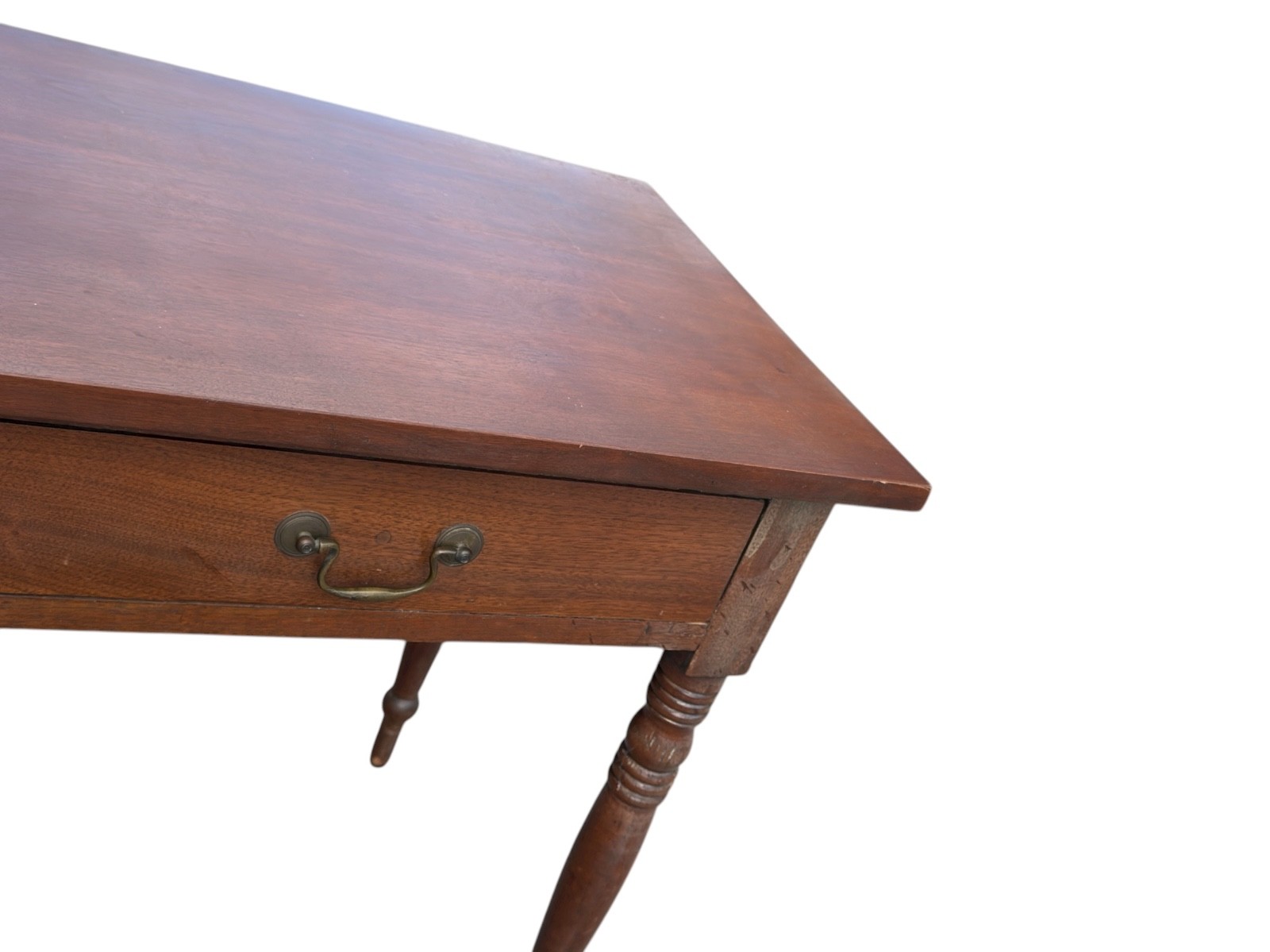 Antique Sheraton 2 drawer console work foyer table walnut 1820 country farmhouse