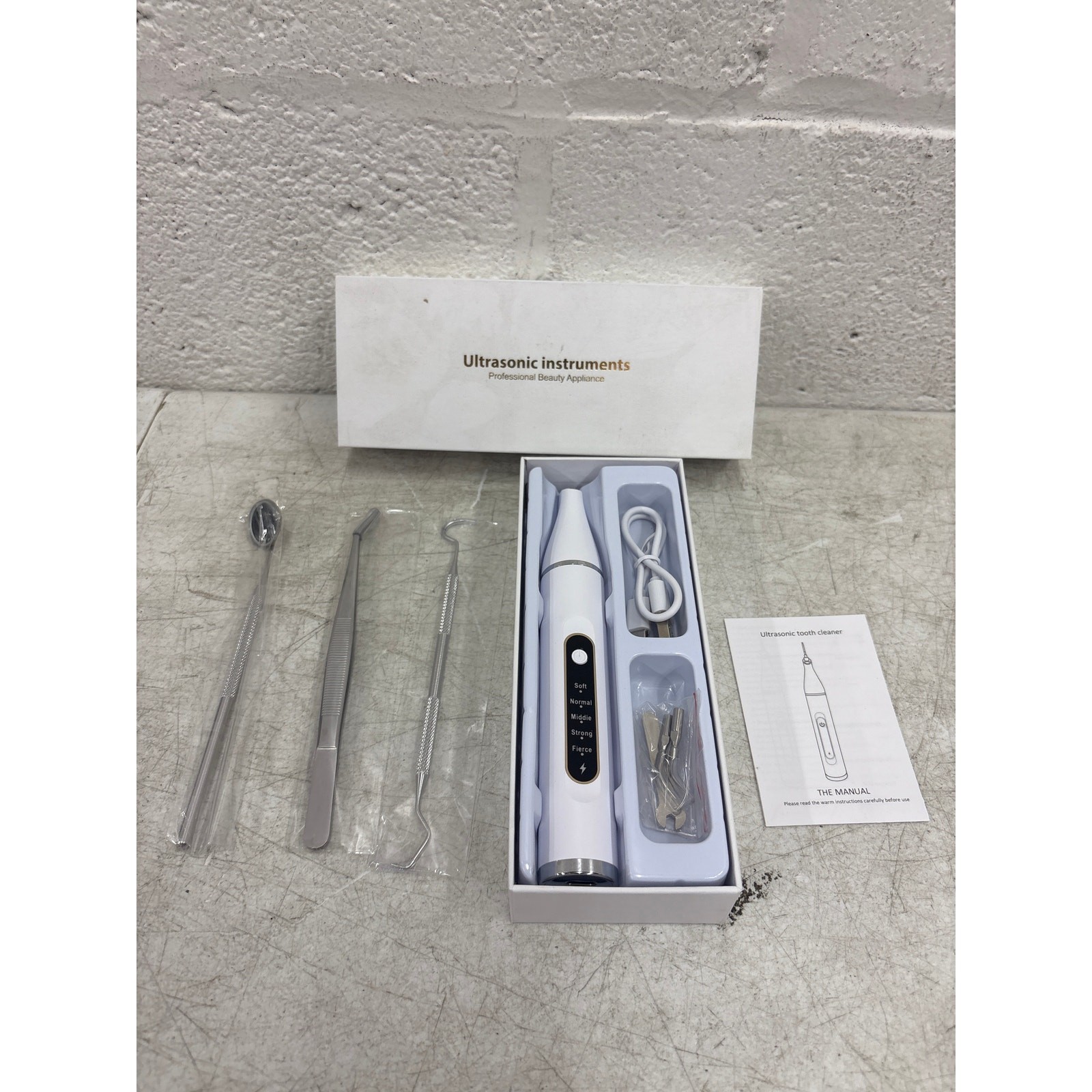 Ultrasonic Tooth Cleaner Tartar Plaque Remover Electric Dental Whiten Kit WHITE