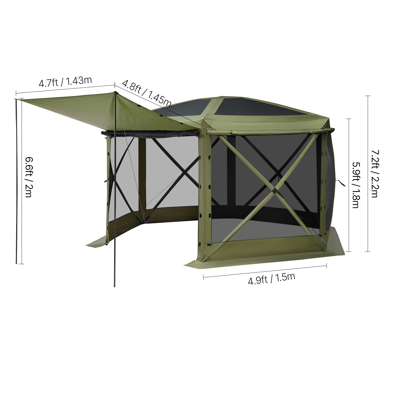 Uimoso 6-Sided Pop-Up Gazebo Tent 10x10 ft for 6-8 People Outdoor Camping