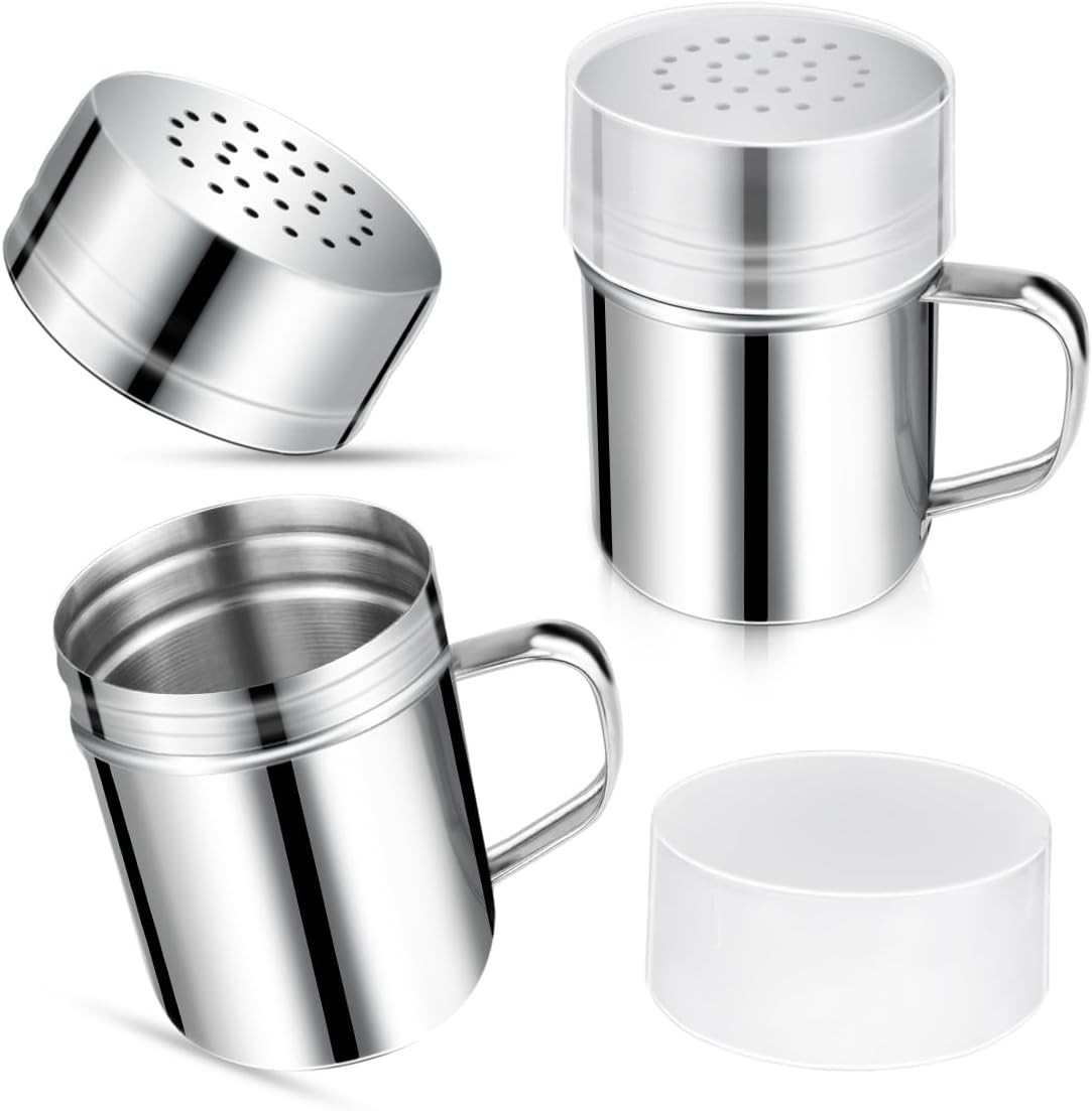 Stainless Steel Dredge Shaker Spice Shakers with Handle Powdered Sugar Shaker Pe
