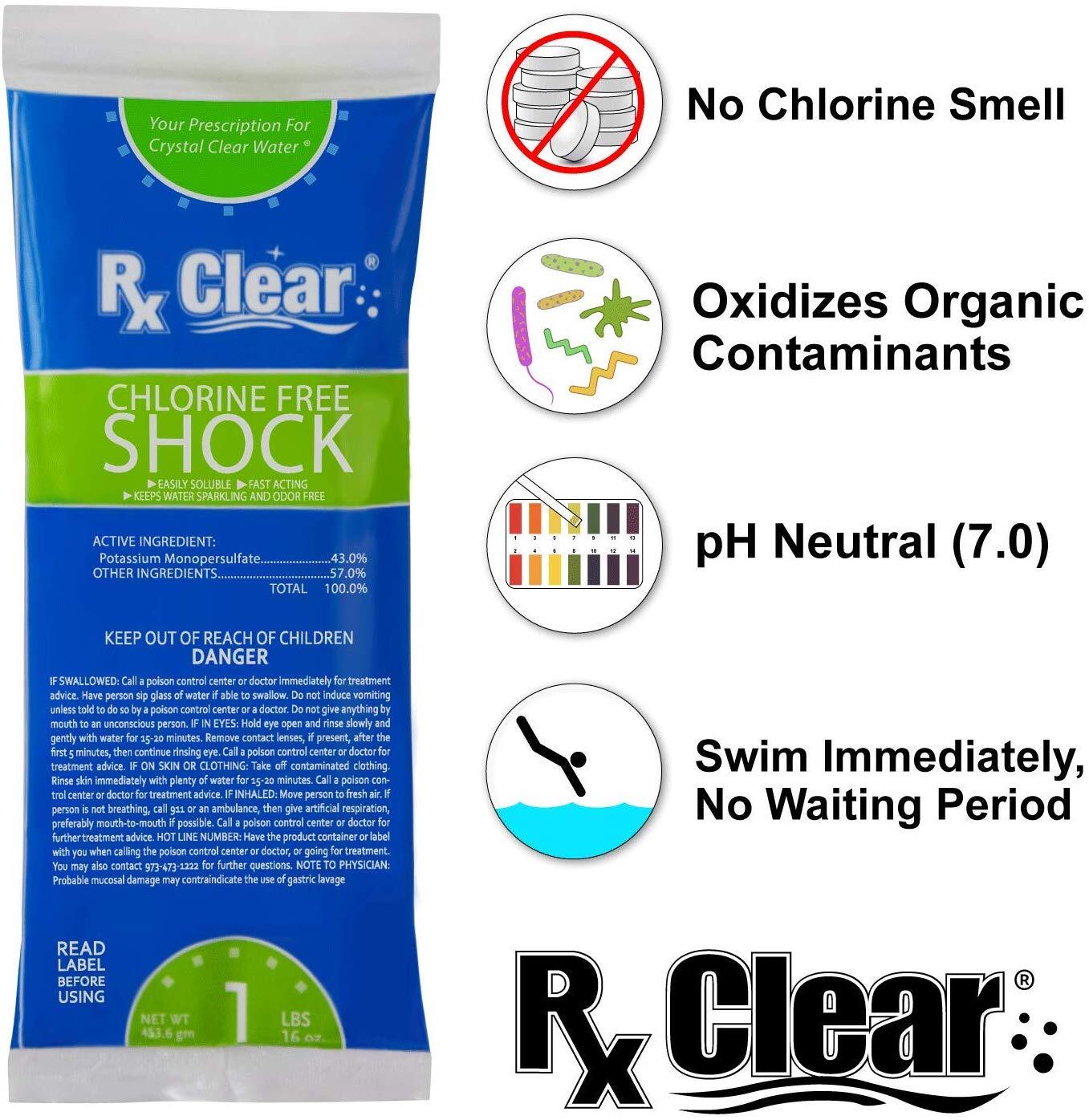 Rx Clear 36.2% Potassium Monopersulfate Chlorine Free Pool Shock - 1 lb Bag