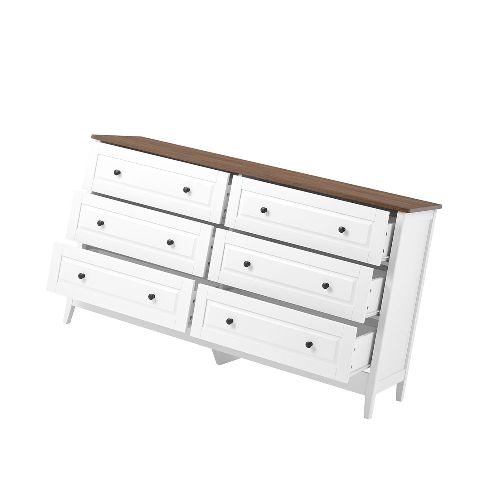 6 Storage Drawer Bedroom Wood Organizer Storage Furniture White
