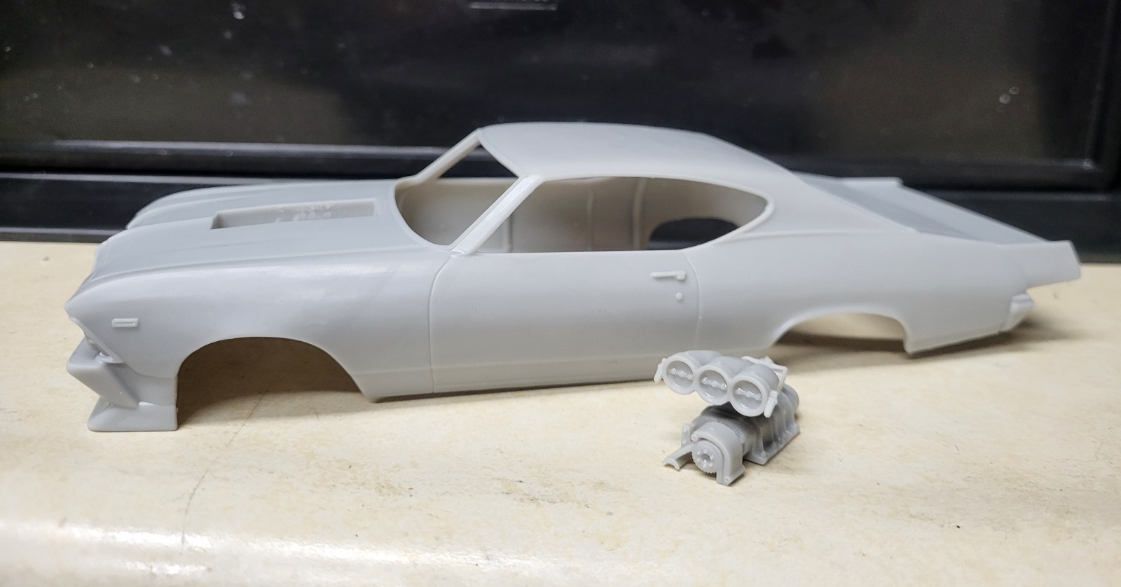1/24 scale resin 3d printed Outlaw Blown Chevy Chevelle drag body slot car