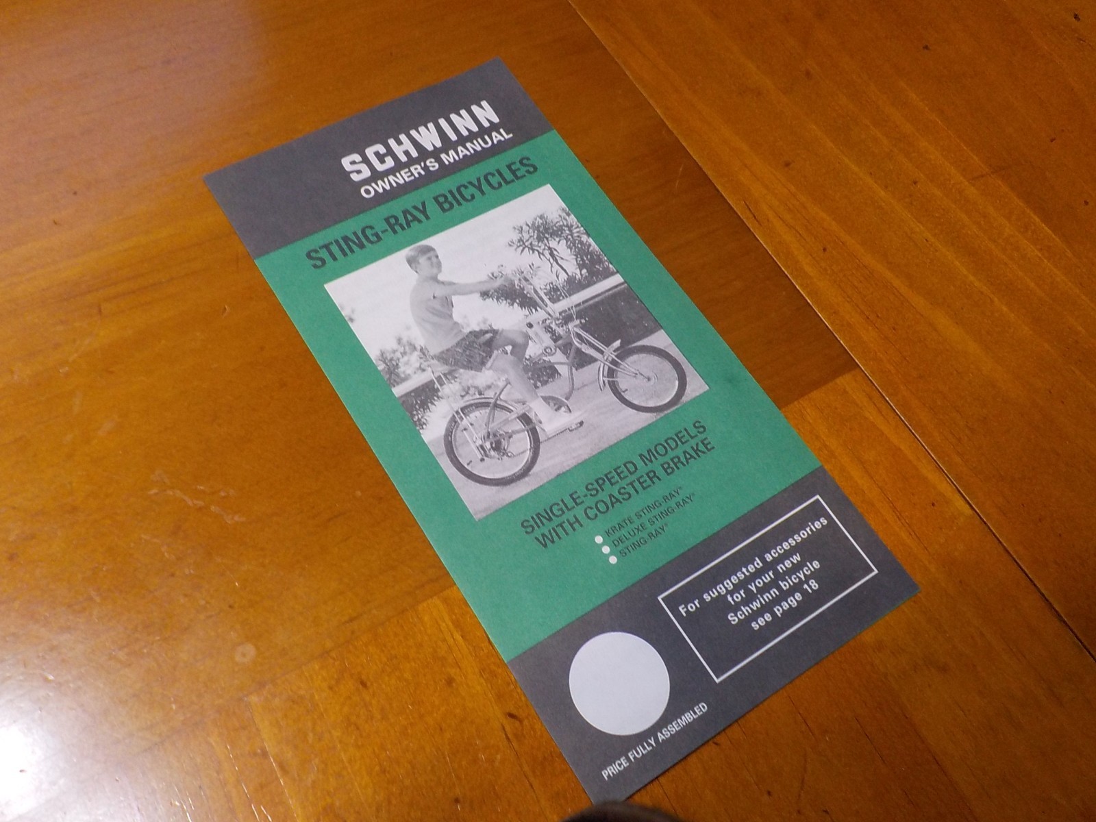 SCHWINN KRATE STING-RAY OWNERS MANUAL