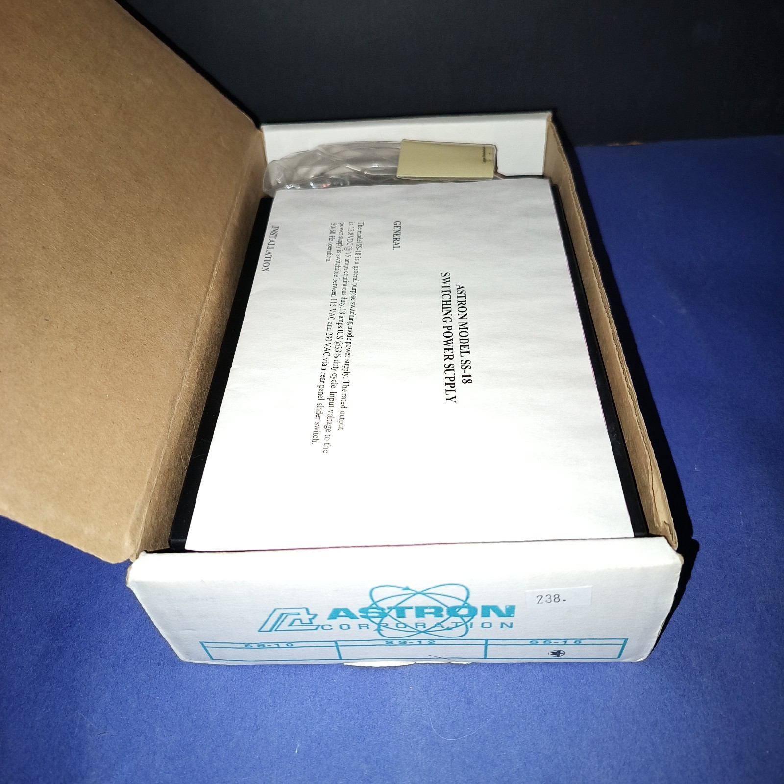 Astron SS-18 Switching Power Supplies 13.8VDC 18A Max 120 to 230 VAC 50/60Hz