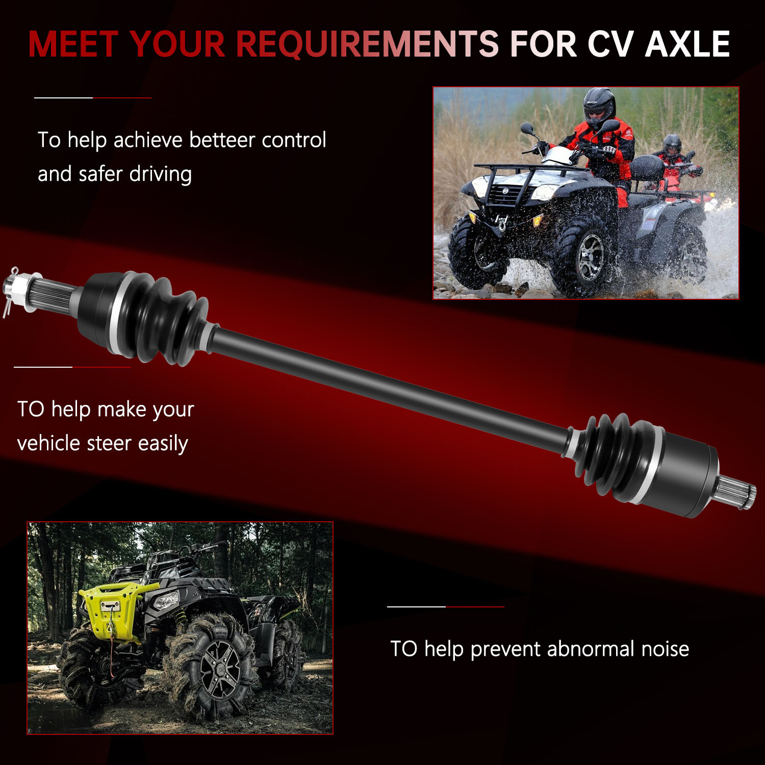 Front Right Left for Polaris Ranger XP 900 2013-2019 2014 2015 CV Axle Shafts