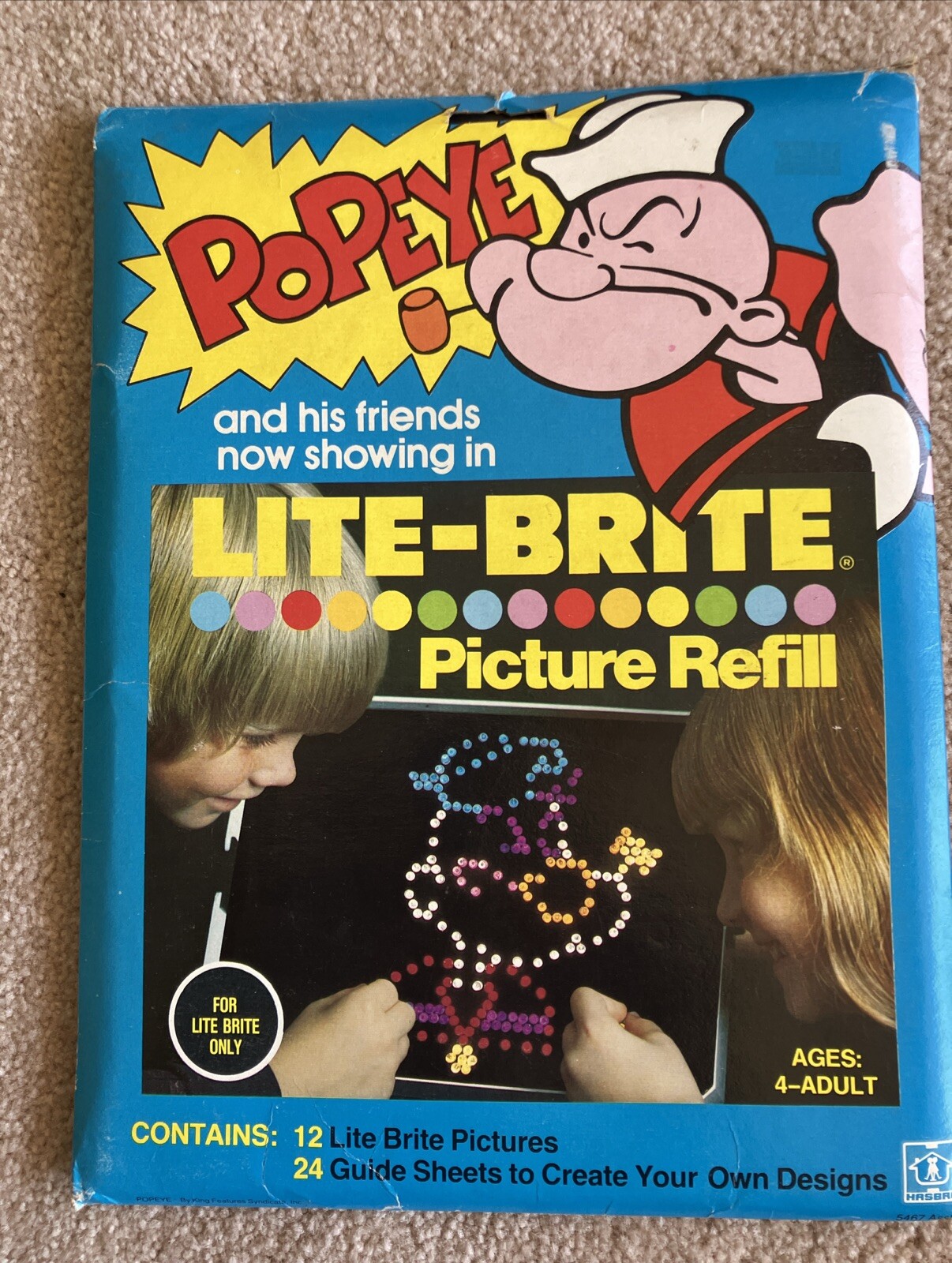 1980 Popeye Lite Brite Picture Refill Hasboto Toys Set Of 12