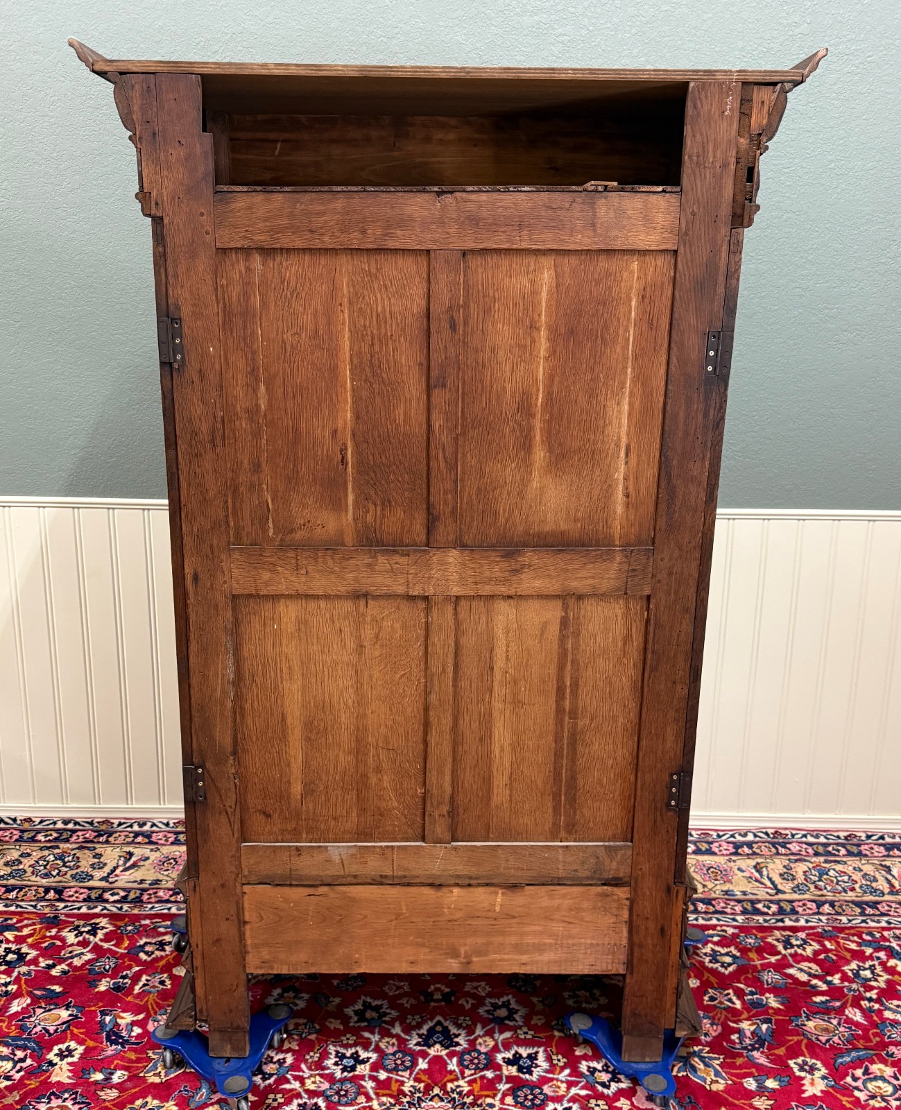 Antique French Renaissance Revival Bookcase Cabinet Side Doors Oak c. 1880s