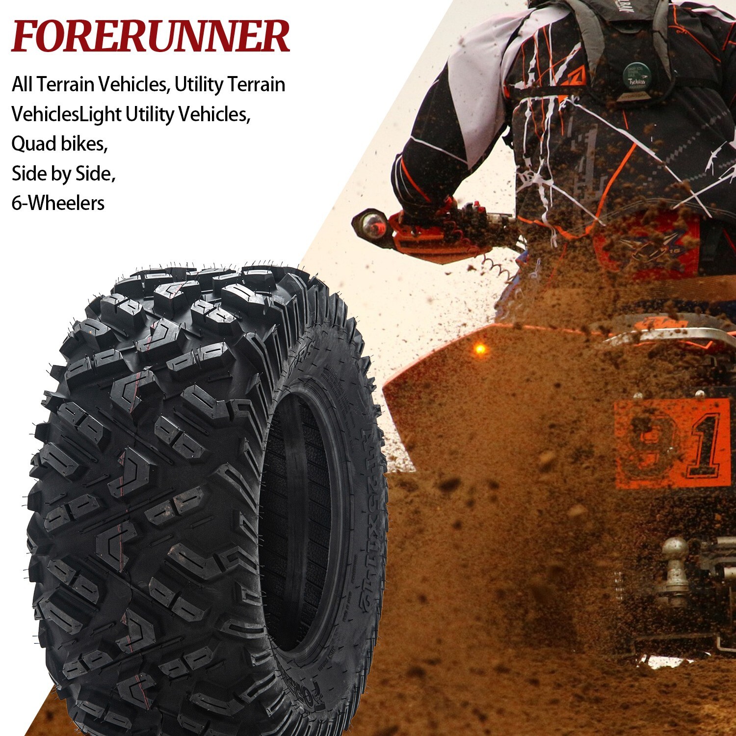 Set of 2 25x11-12 25x11x12 6Ply ATV UTV All Terrain Mud Tires 25 11 12 Tubeless