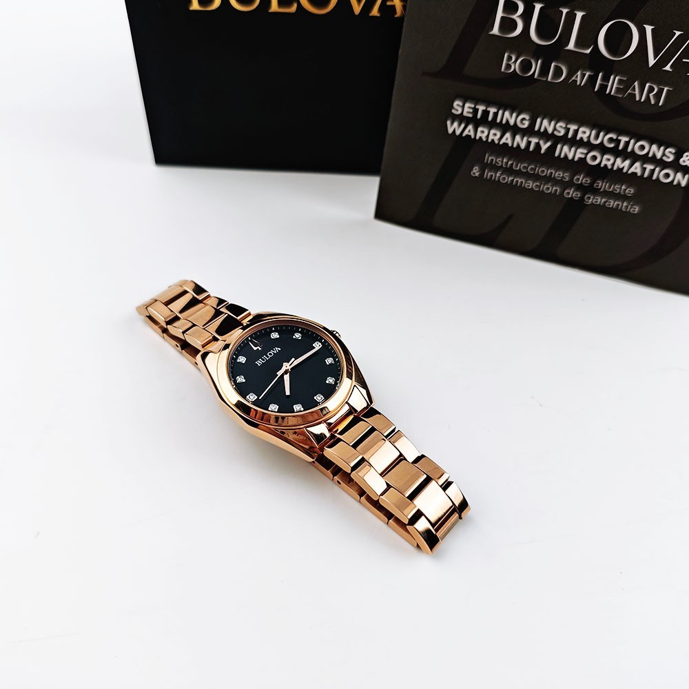 Bulova Surveyor 97P156 Grey-Rose Gold Diamond Dial Quartz Women's 31mm Watch NEW