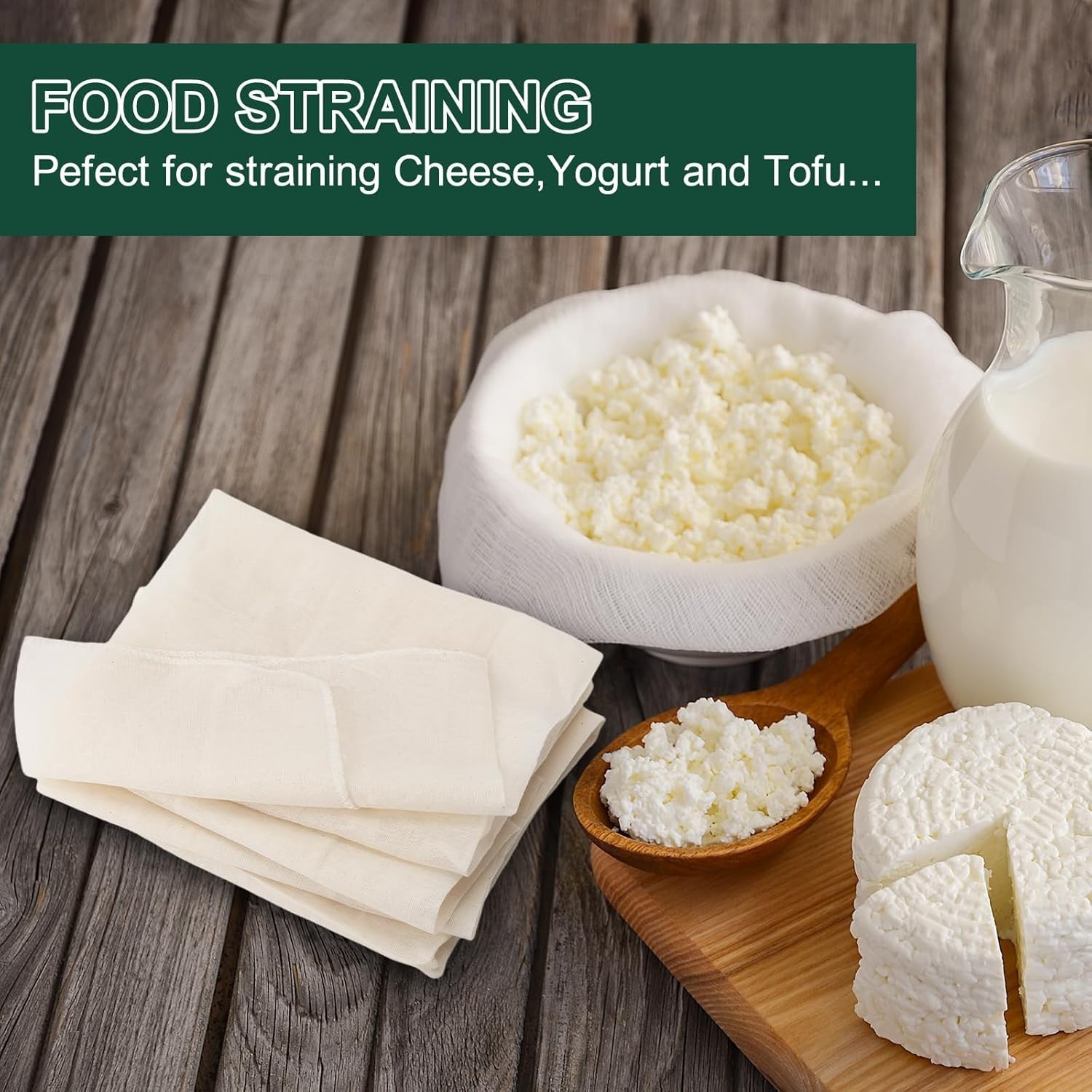 6 Pcs Cheese Cloth 20x20" – Grade 100 Unbleached Organic Muslin for Straining...